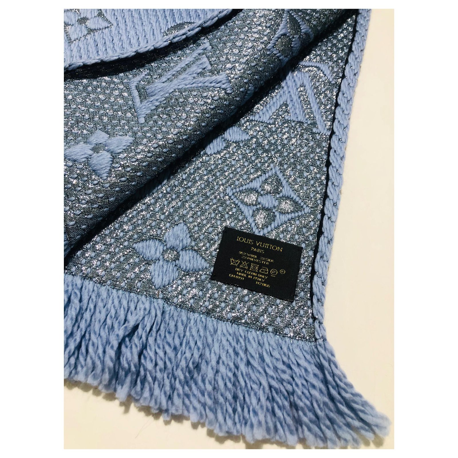 Logomania wool scarf Louis Vuitton Blue in Wool - 37933477