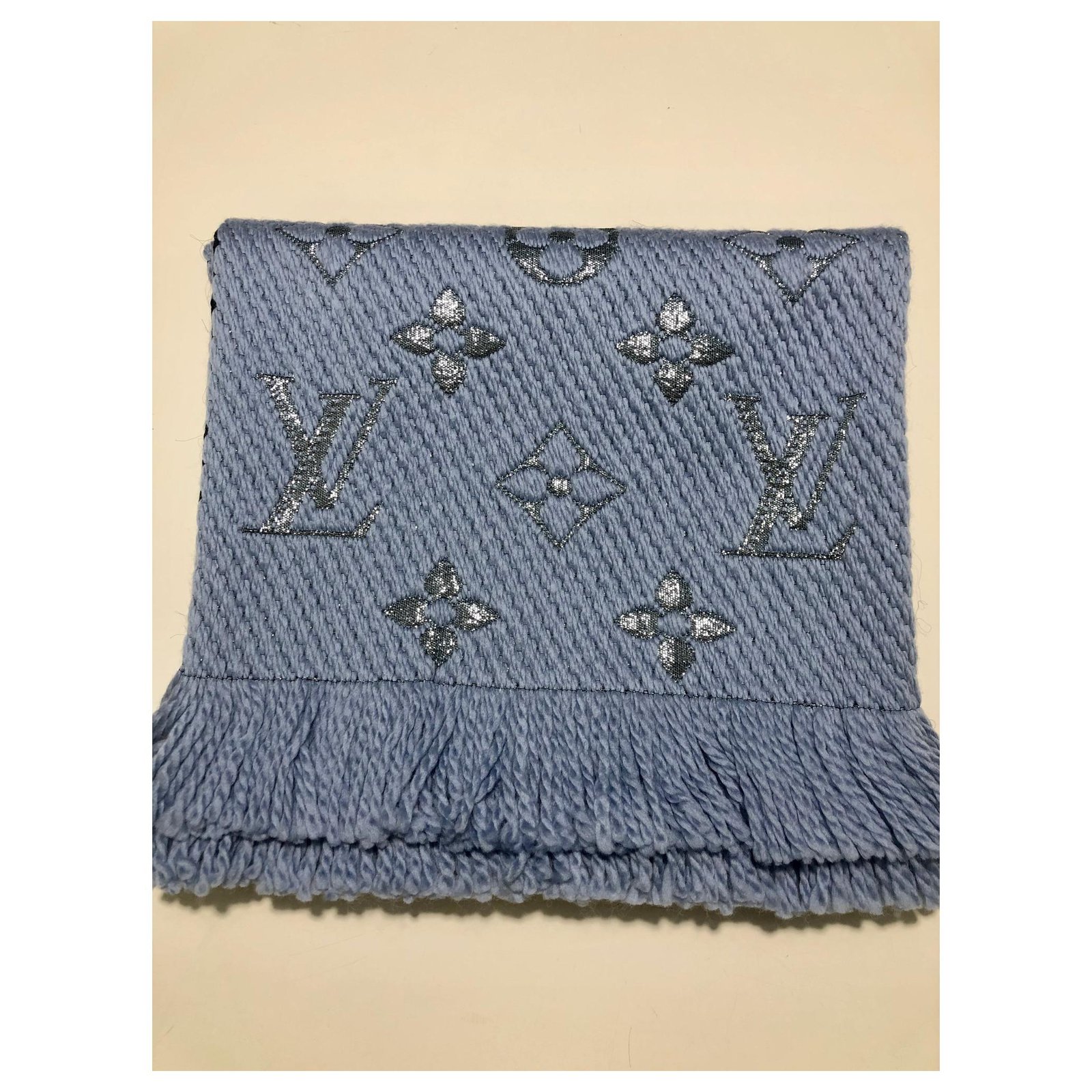 Louis Vuitton logomania shine scarf in blue – Lady Clara's Collection