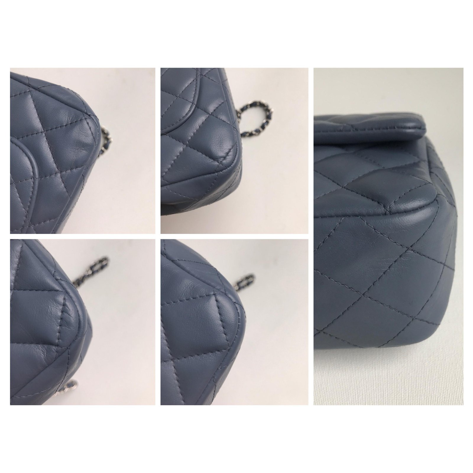 Timeless Chanel Classic Rectangular Mini Flap Bag with box Blue Grey  Leather ref.173789 - Joli Closet