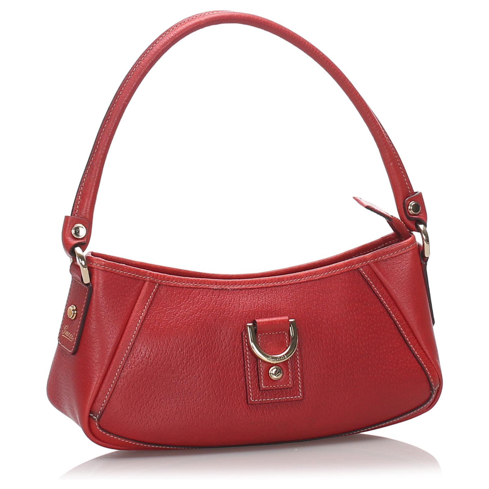 Gucci Red Leather D-Ring Abbey Pochette ref.173897 - Joli Closet