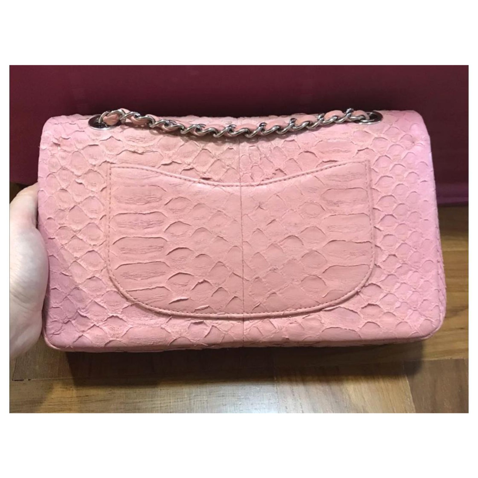 Chanel pink medium snakeskin flap bag Exotic leather ref.174910 - Joli  Closet
