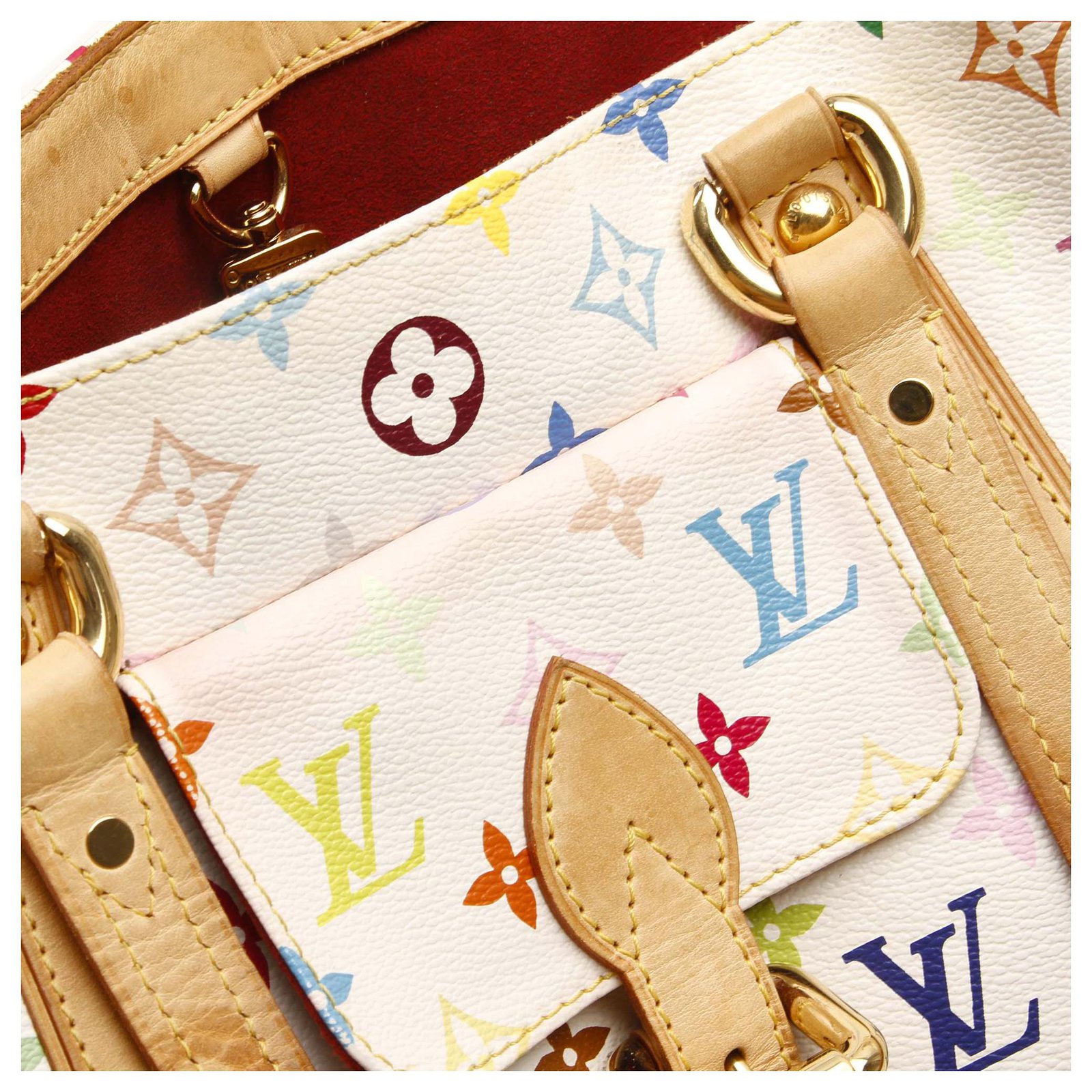 Louis Vuitton White Monogram Multicolore Aurelia MM Multiple colors Leather  Cloth ref.175416 - Joli Closet