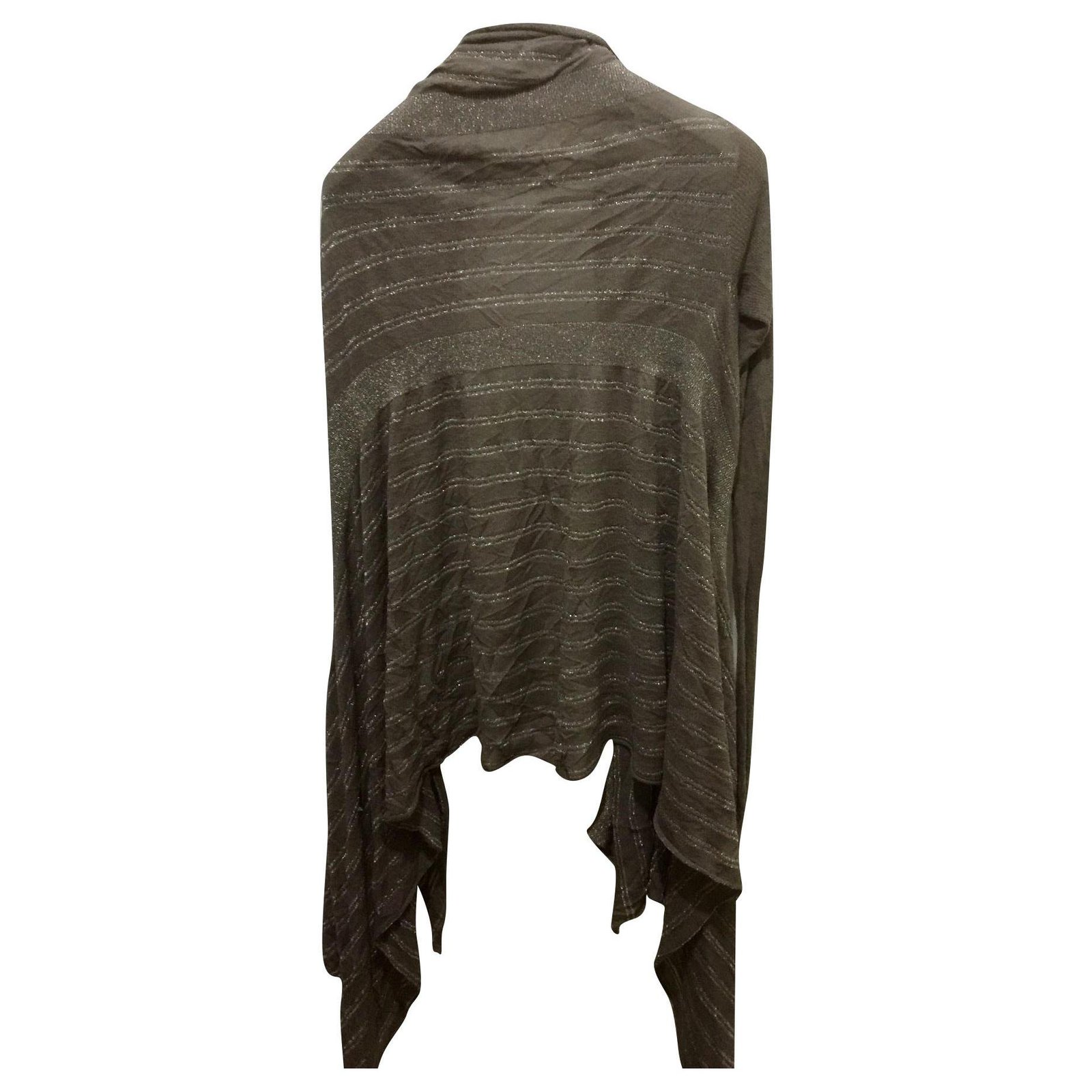 All Saints Waterfall cardigan with metallic stripes Taupe Cotton ...