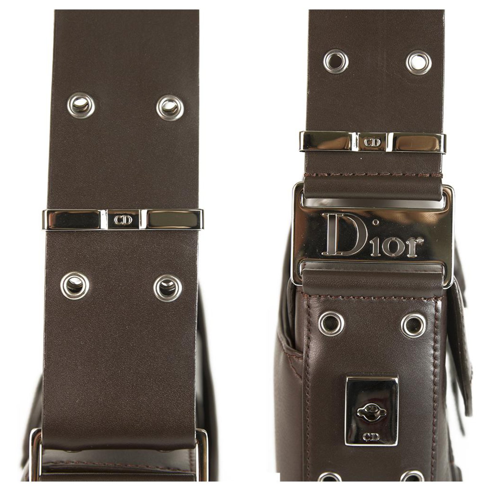 Christian Dior dark brown calf leather street chic columbus ave handbag  shoulder bag ref.176122 - Joli Closet