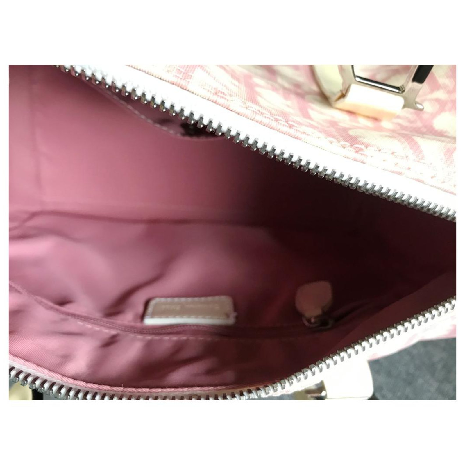 Dior Speedy monogram Pink Patent leather Cloth ref.177438 - Joli Closet