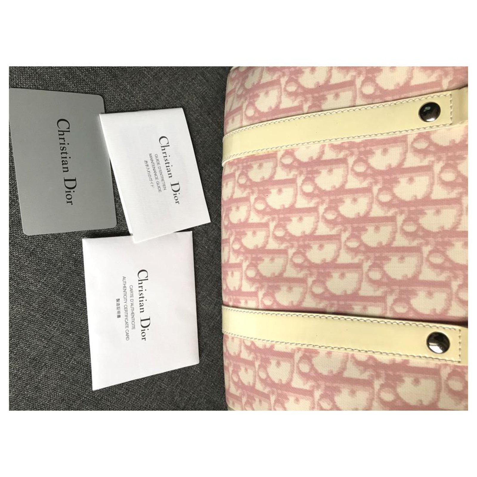 Dior Speedy monogram Pink Patent leather Cloth ref.177438 - Joli