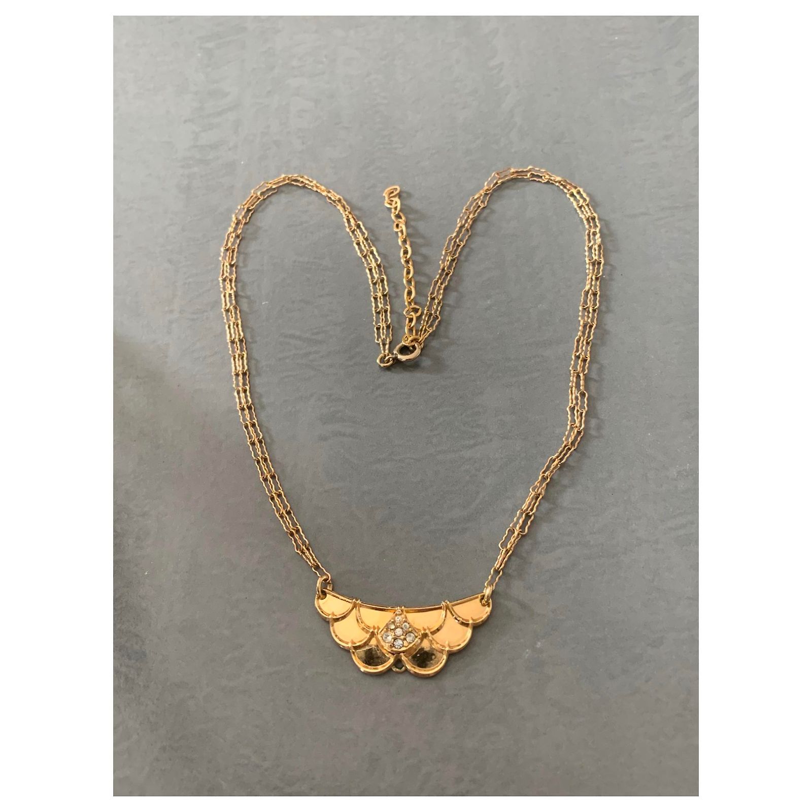 Collier Plaqué Argent Vintage - Broche Ornementale - Style Rétro
