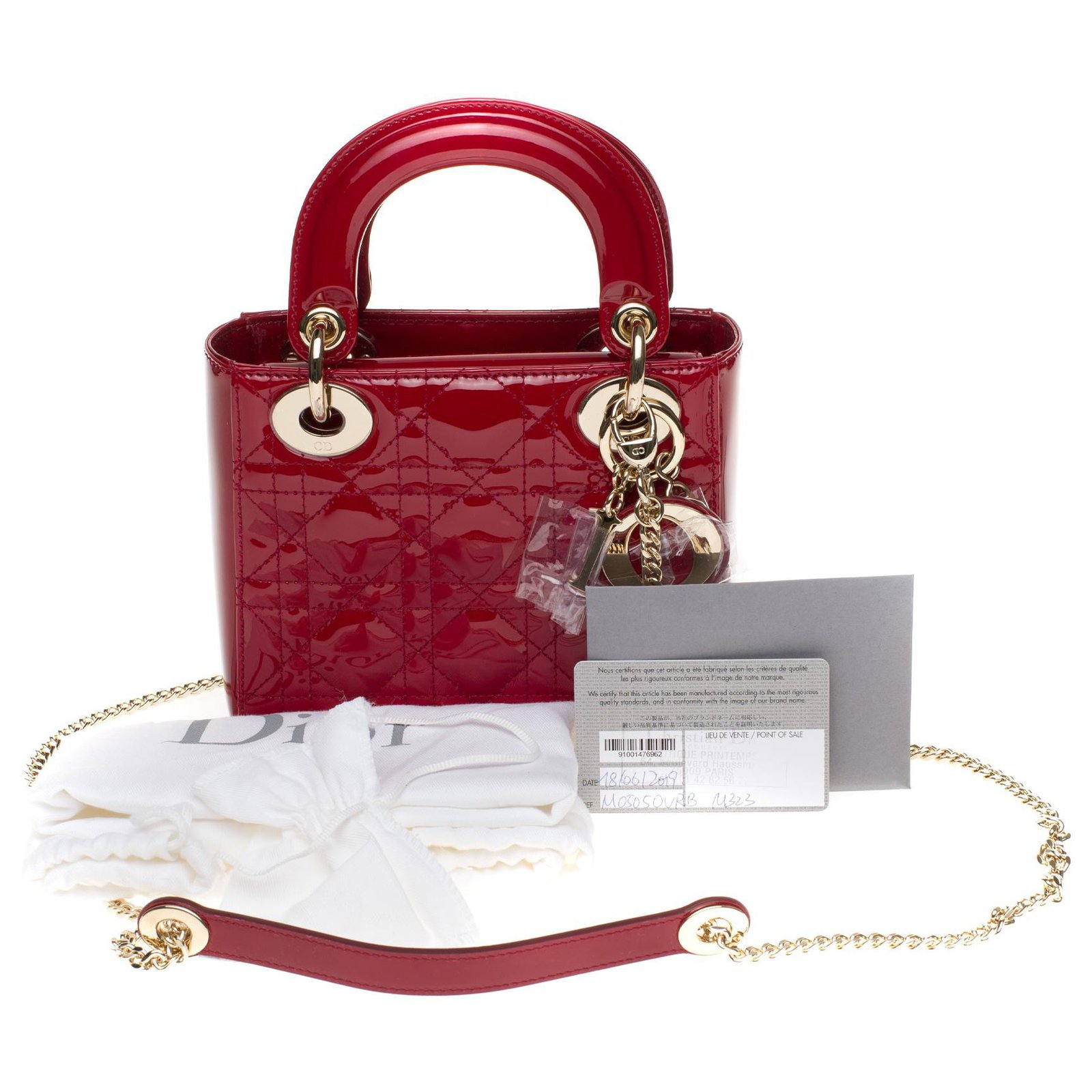 lady dior red patent
