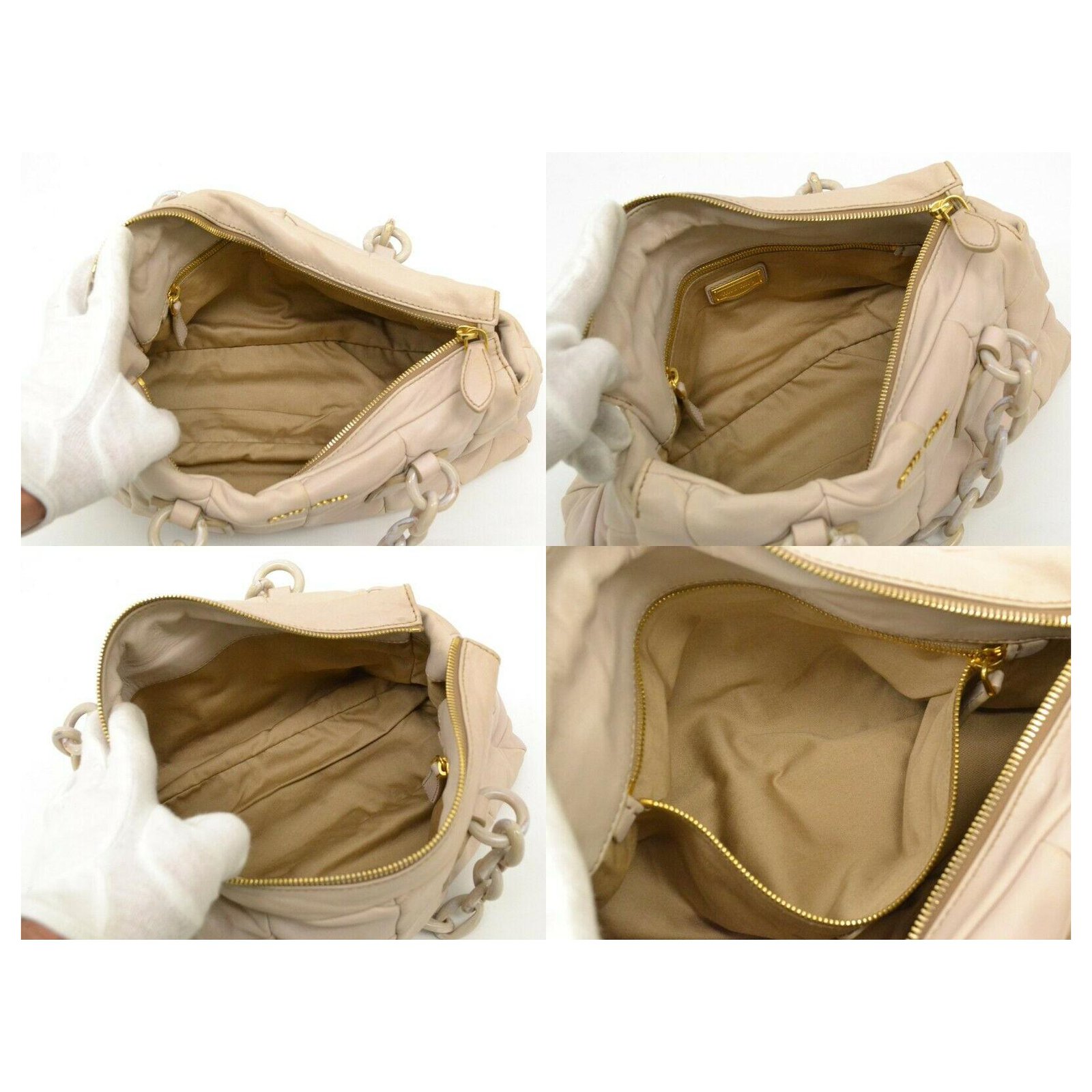 MIU MIU CROSSBODY BAG IN BEIGE GRAINED LEATHER 34 CM LEATHER HAND BAG  ref.491433 - Joli Closet