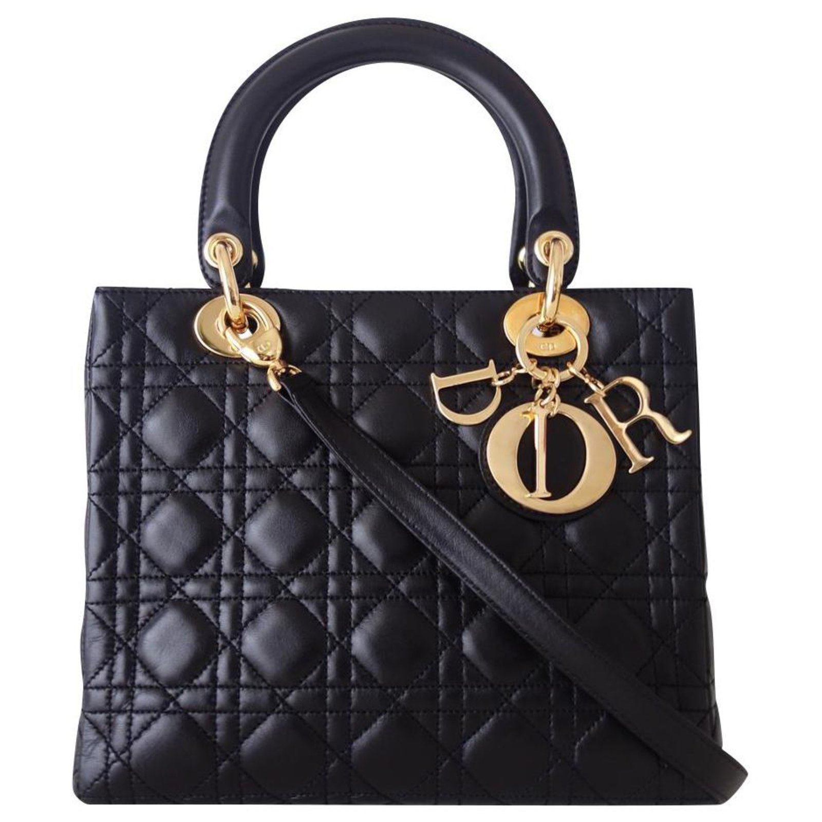 SAC LADY DIOR NOIR Cuir ref.178448 - Joli Closet