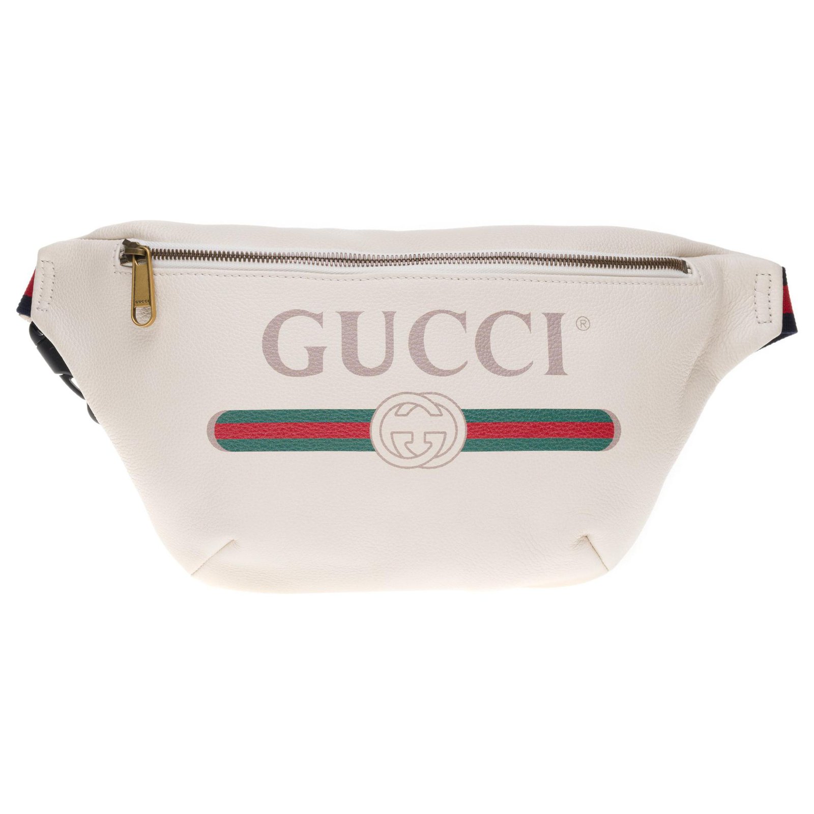 Banana Unisex Gucci White leather belt bag with vintage Gucci logo, new ...