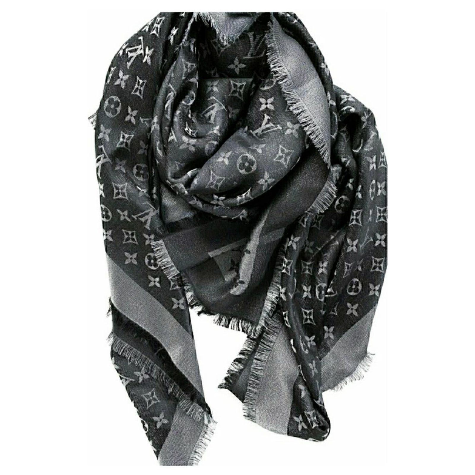 Châle monogram scarf Louis Vuitton Black in Other - 33534094