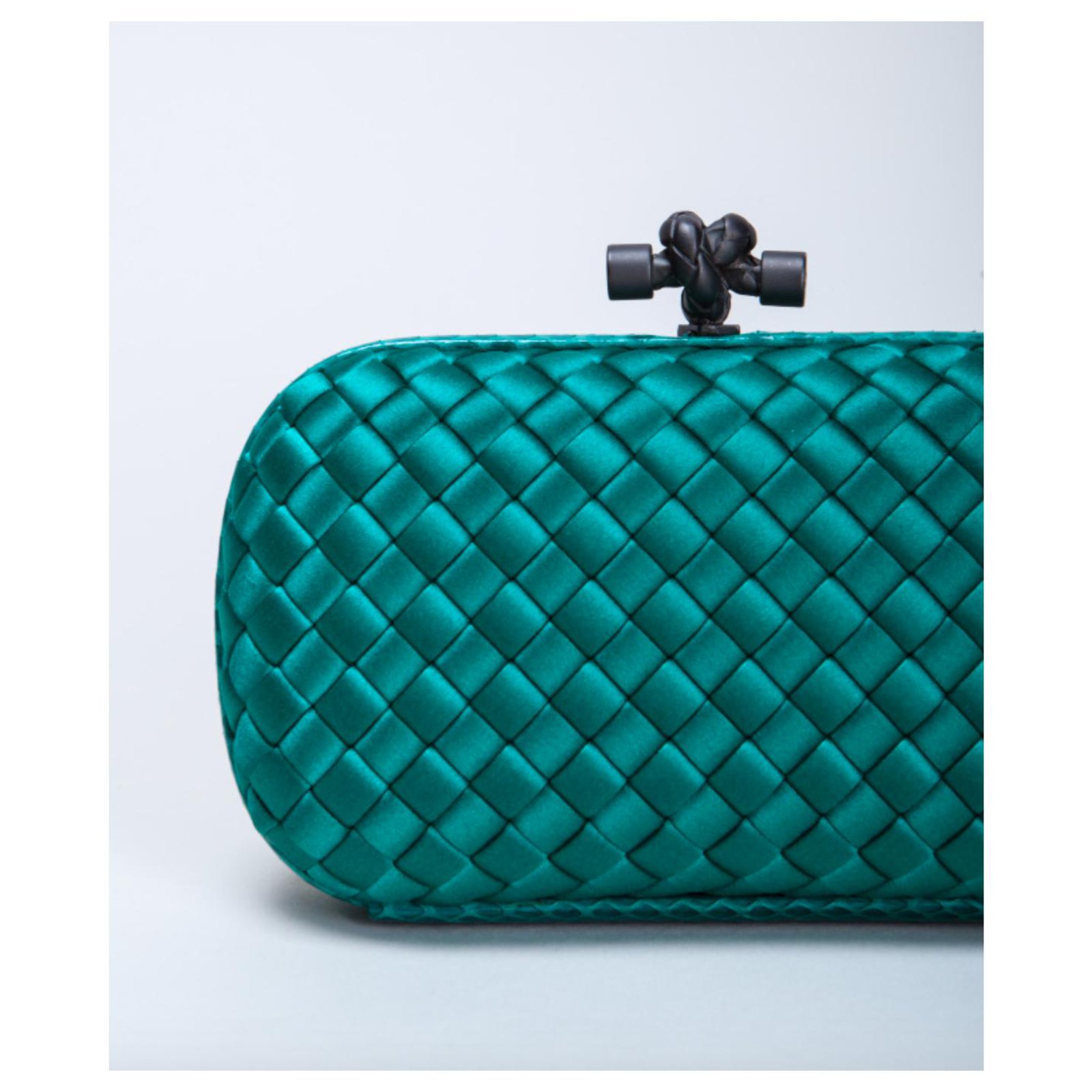 Bottega Veneta Silk Knot Clutch Bag in Green