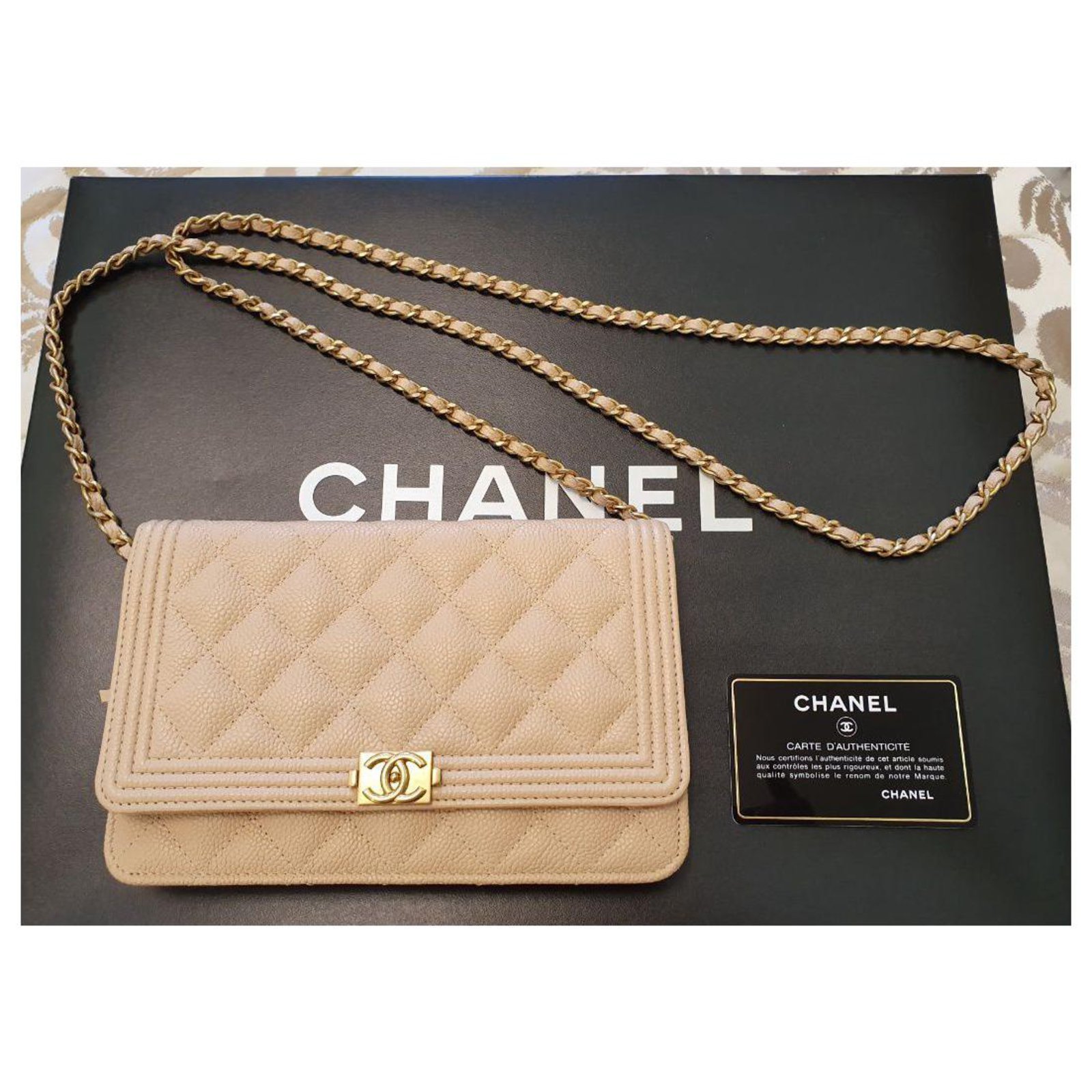 chanel wallet on chain tan
