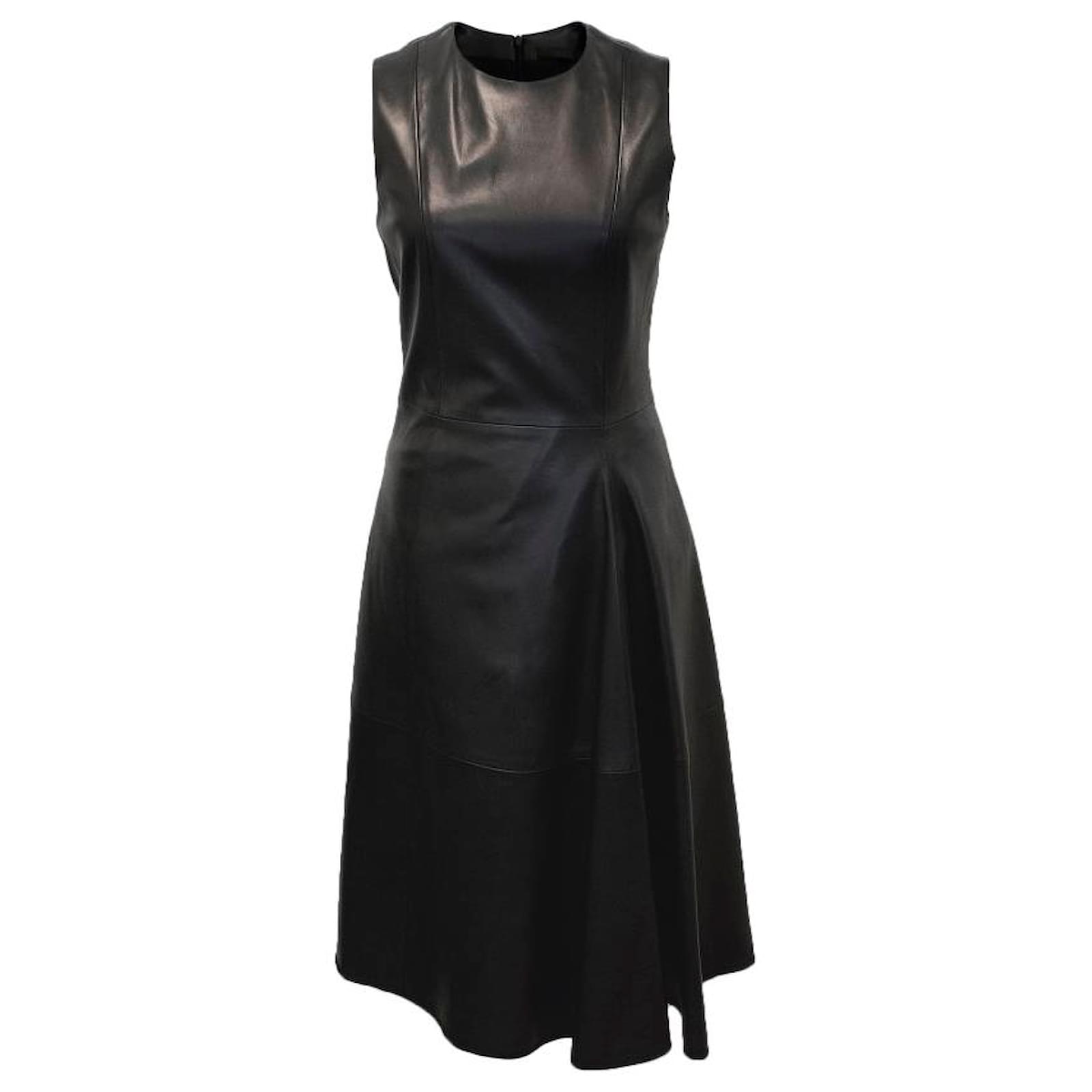 black a line dress with short sleeves Black Rib Knit Crew Neck Short Sleeve A-Line Dress