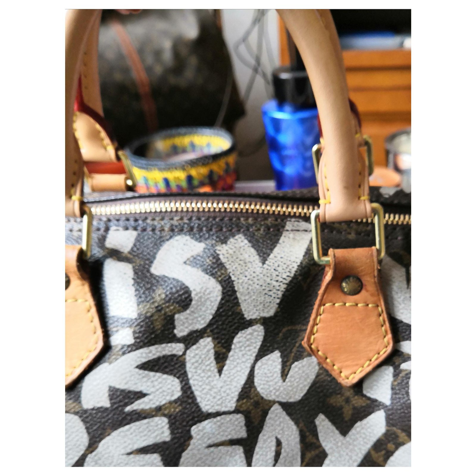 Speedy fabric handbag Louis Vuitton Brown in Cloth - 35232441