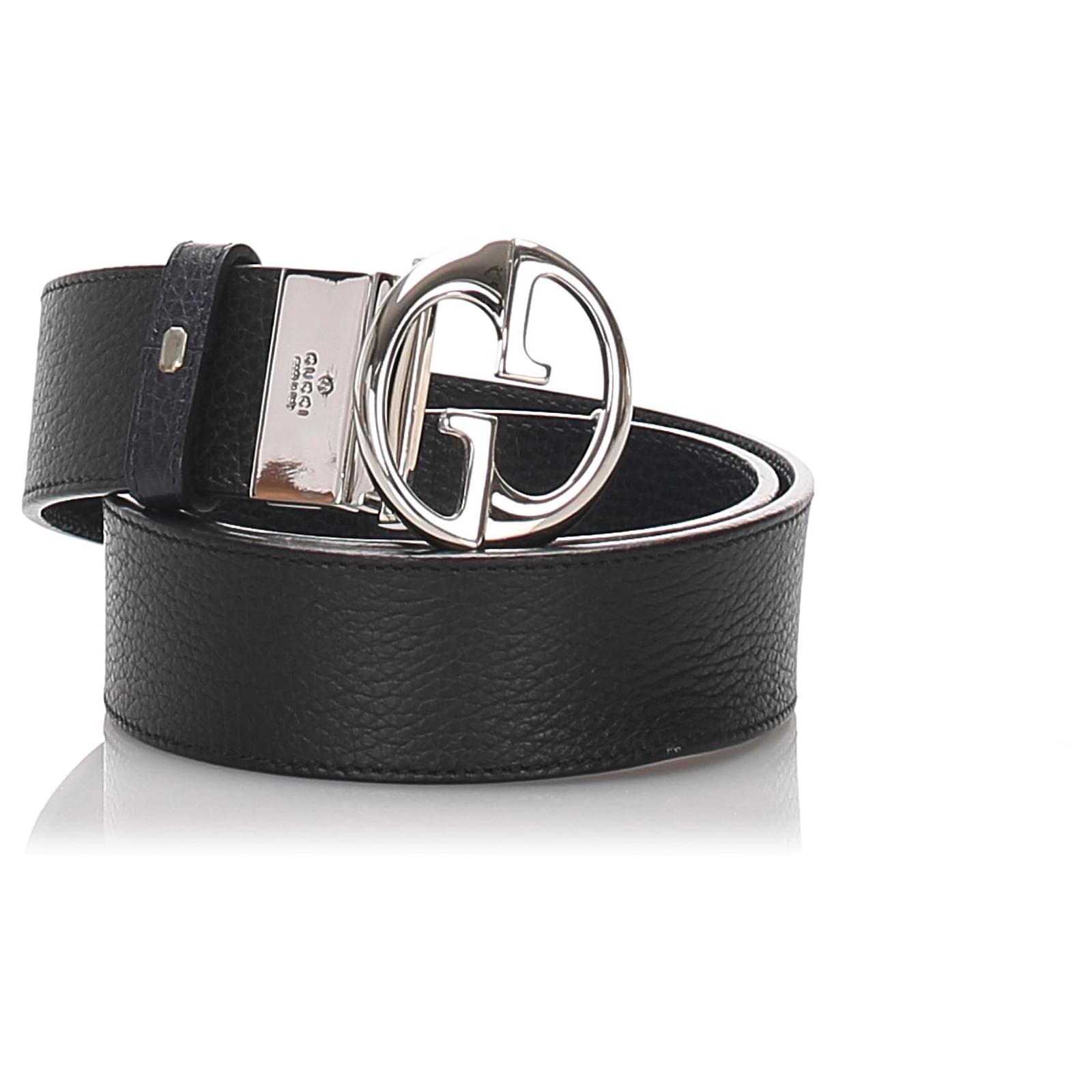 Gucci Cinturón Reversible De Cuero Gg Negro Becerro Ref 179370 Joli