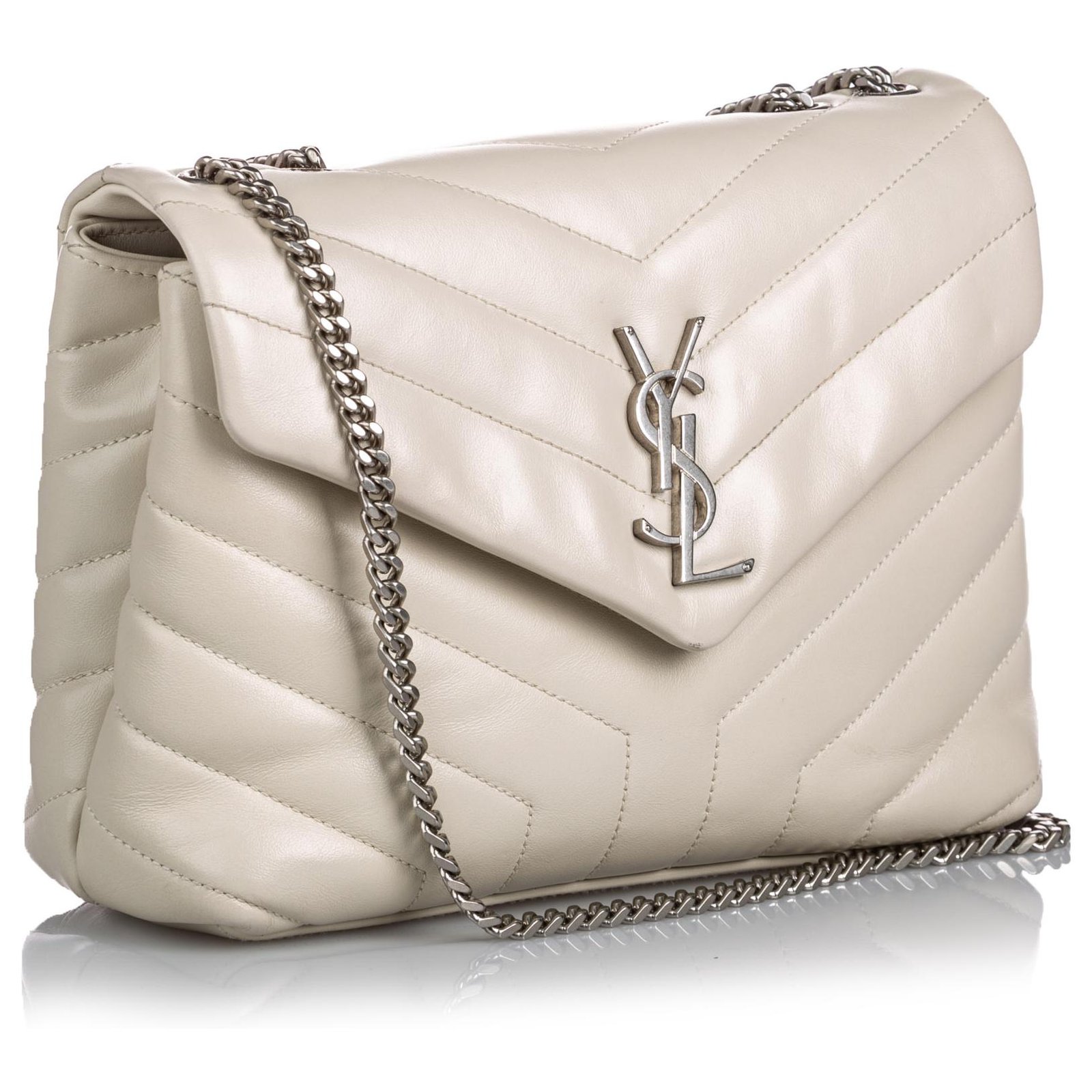 Loulou leather crossbody bag Saint Laurent White in Leather - 37318357