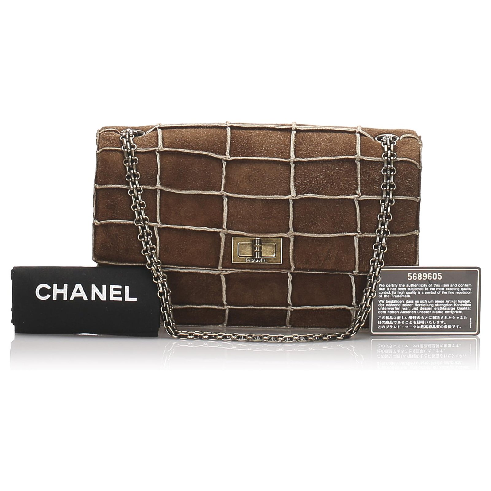 2.55 Chanel Brown Reissue 225 Patchwork Flap Bag Suede Leather ref.179627 -  Joli Closet