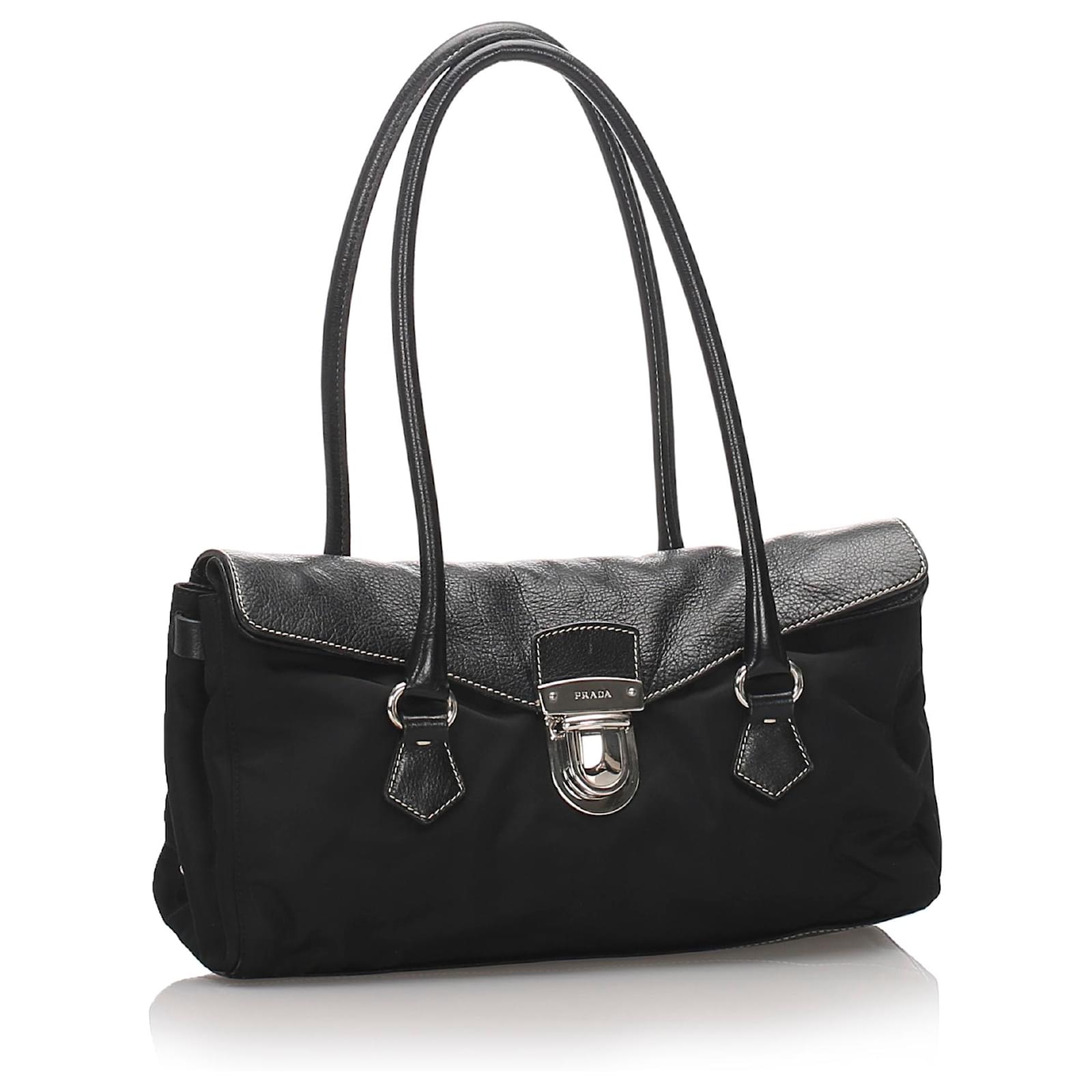 Prada Black Tessuto Easy Shoulder Bag Leather Pony-style