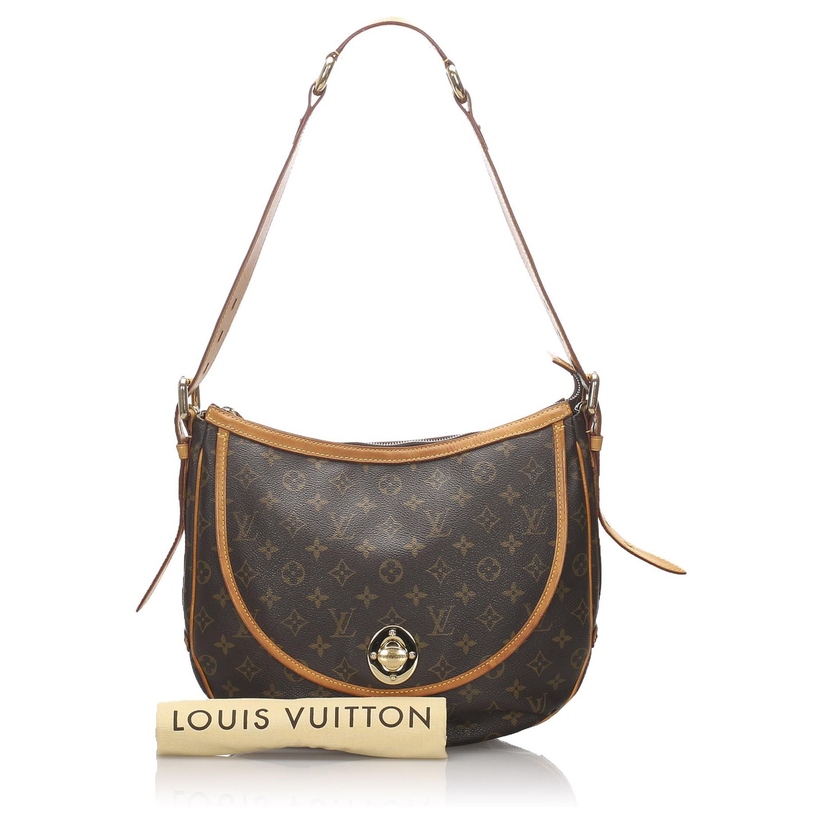 Twist Louis Vuitton Brown Monogram Tulum GM Leather Cloth ref