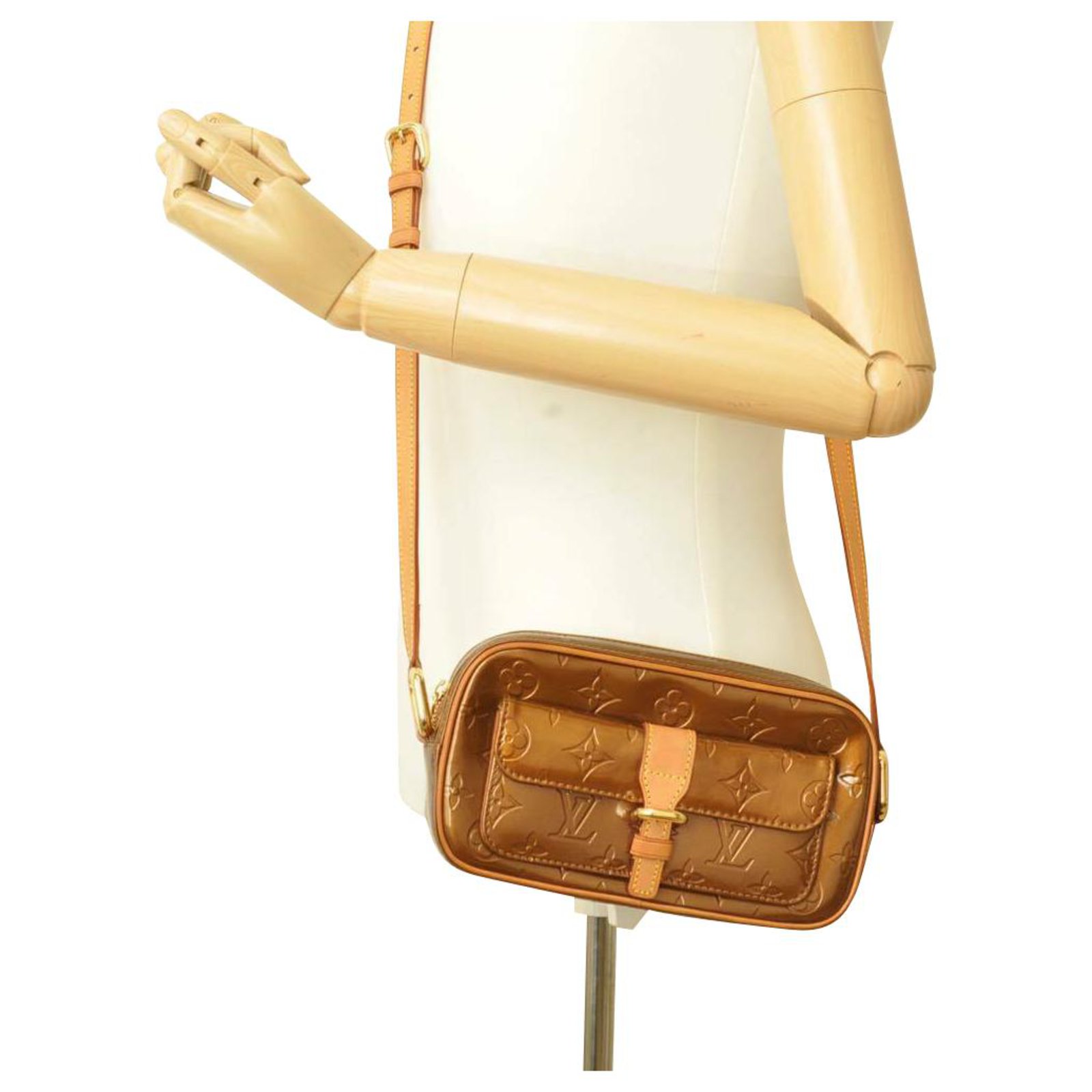 Louis Vuitton Vernis Christie MM Shoulder Bag Brown Patent leather