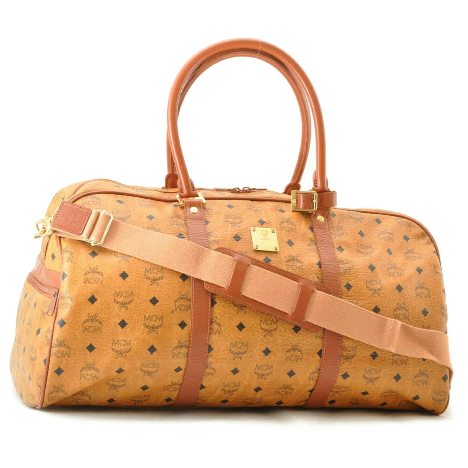 MCM Boston Bag Orange Leather ref.181325 Joli Closet