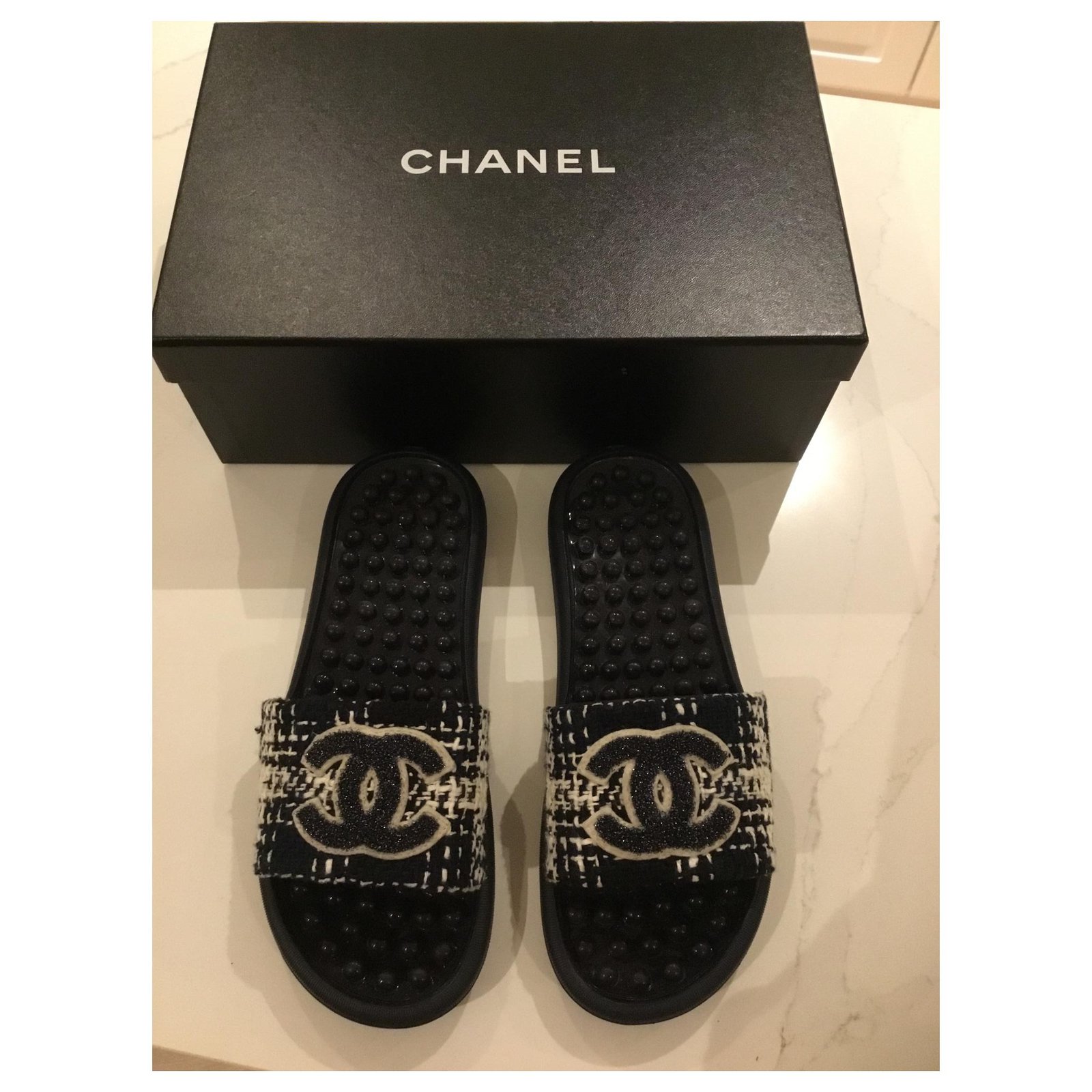 Chanel Sandals Multiple colors Tweed ref.181397 - Joli Closet