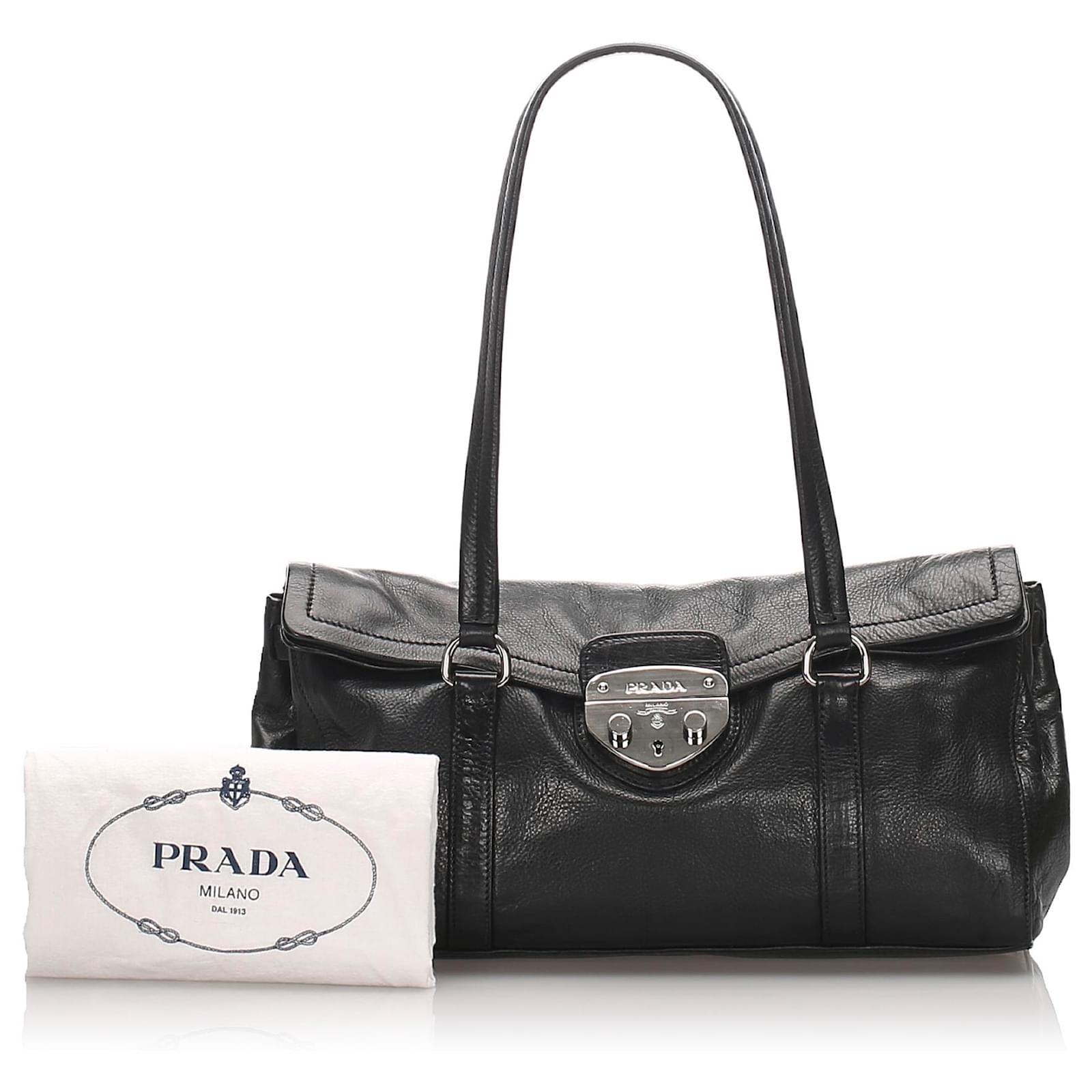 prada black leather purse