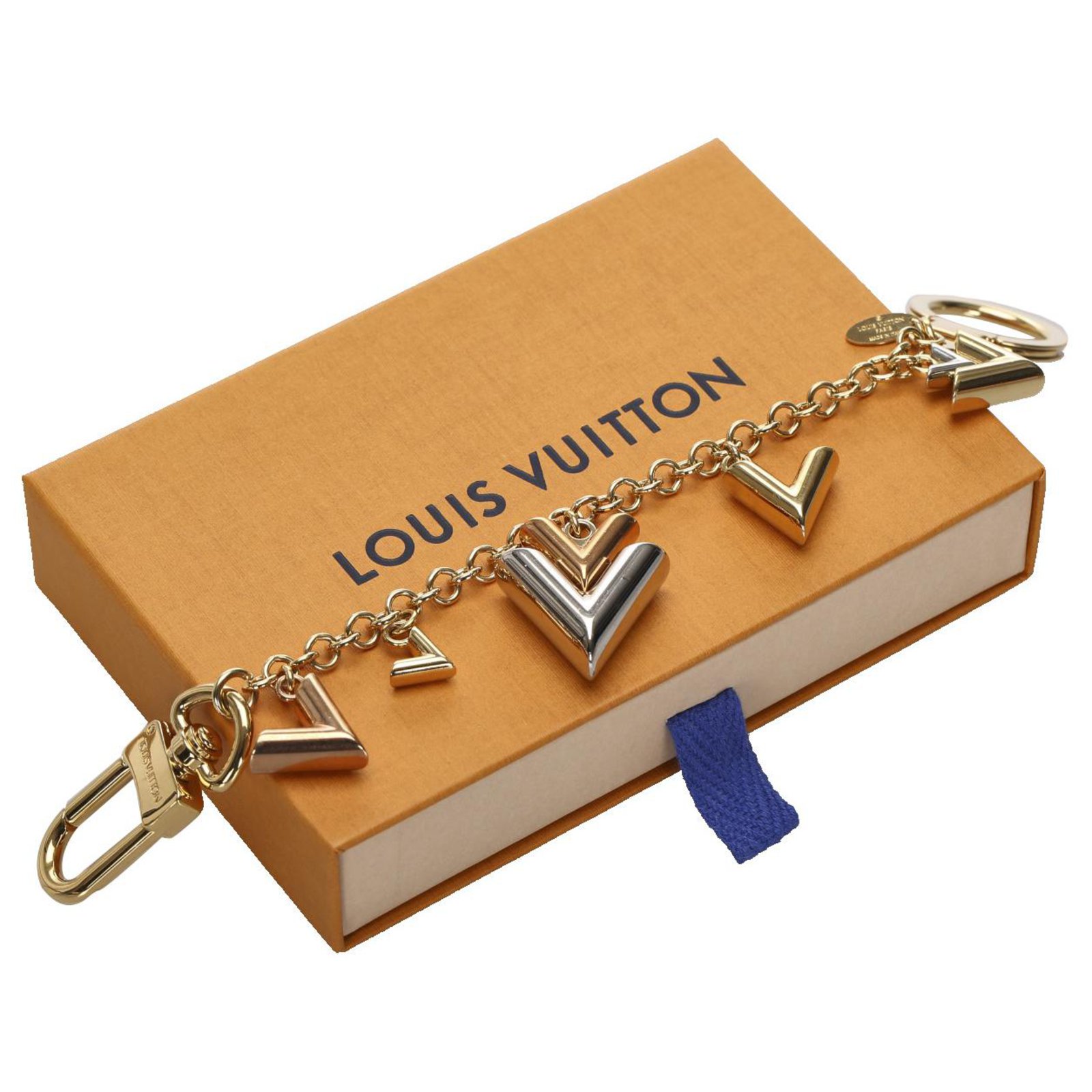 Louis Vuitton Gold Jingle V Chain Bag Charm Silvery Golden Metal