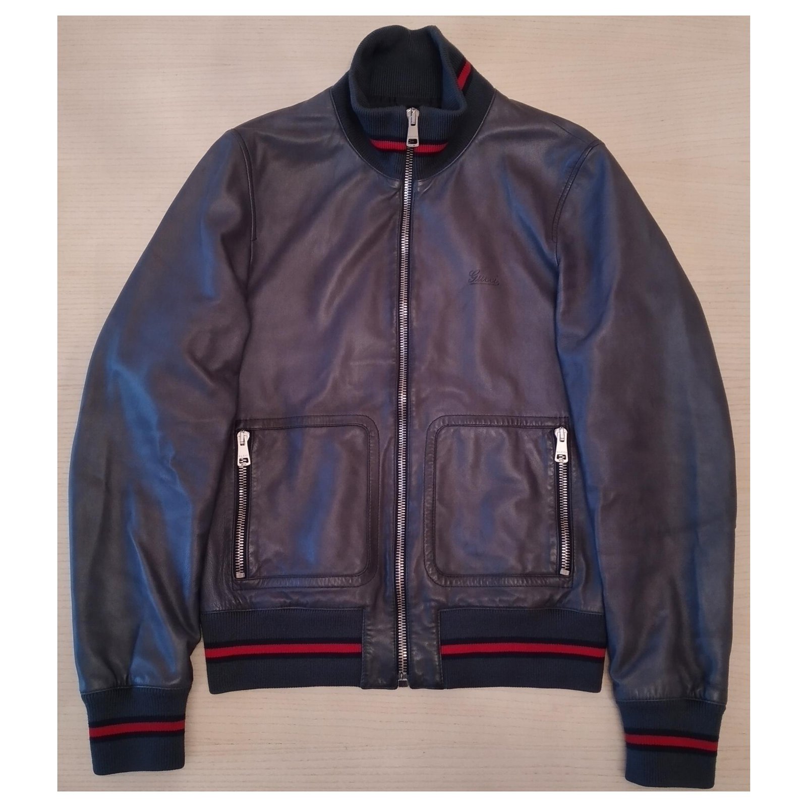 Gucci leather bomber jacket Grey Purple ref.181477 - Joli Closet