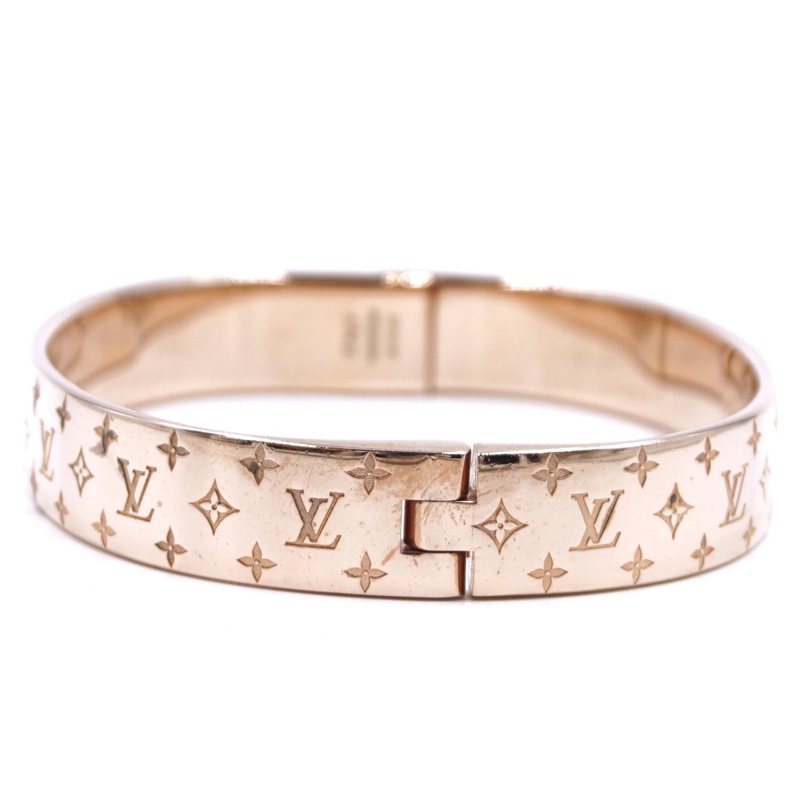 Bracelets Louis Vuitton Louis Vuitton Rose Gold Monogram Nanogram Bangle Taille M Métal Doré ref ...