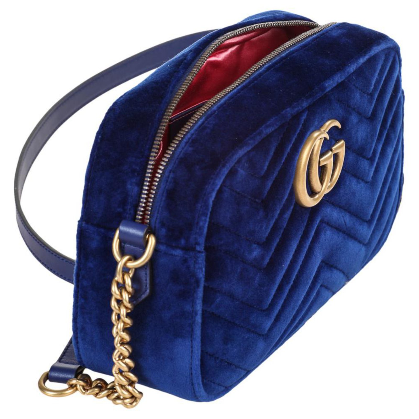 Sac photo Gucci Marmont Velours Bleu ref.181822 - Joli Closet