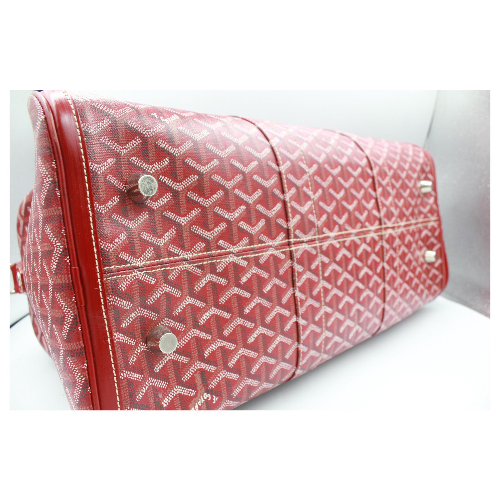 Goyard Croissiere boston bag in red monogram canvas Cloth ref.182433 - Joli  Closet
