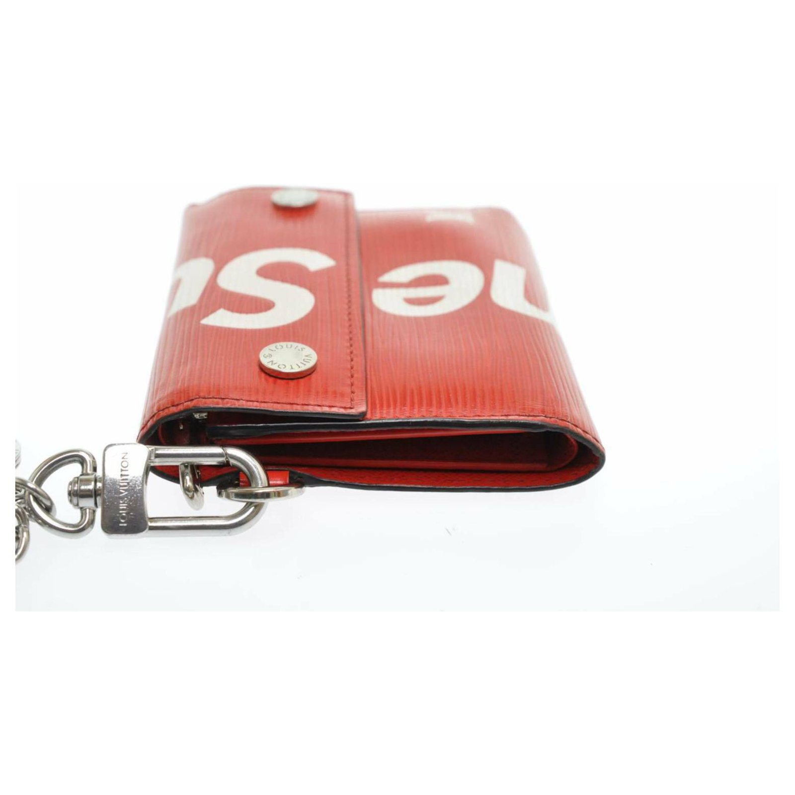 Louis Vuitton x Supreme Epi Chain Compact Wallet Red Leather ref.182683 -  Joli Closet