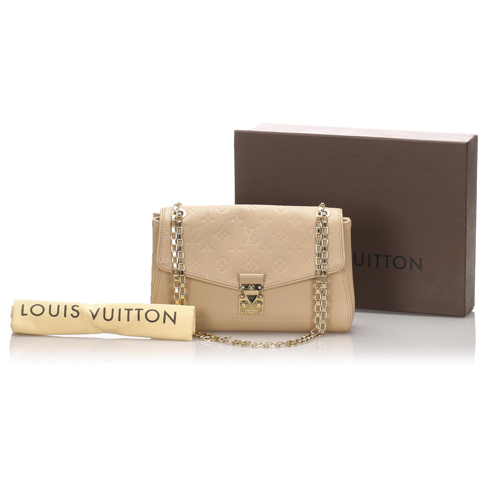 Louis Vuitton Brown Monogram Empreinte Saint-Germain PM Beige Leather Metal  ref.182763 - Joli Closet