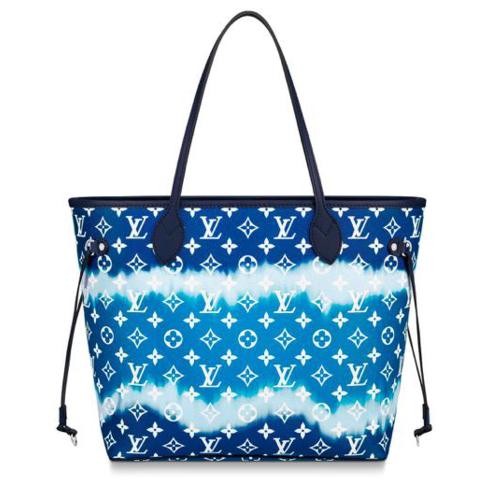 Neverfull leather tote Louis Vuitton Blue in Leather - 37255757
