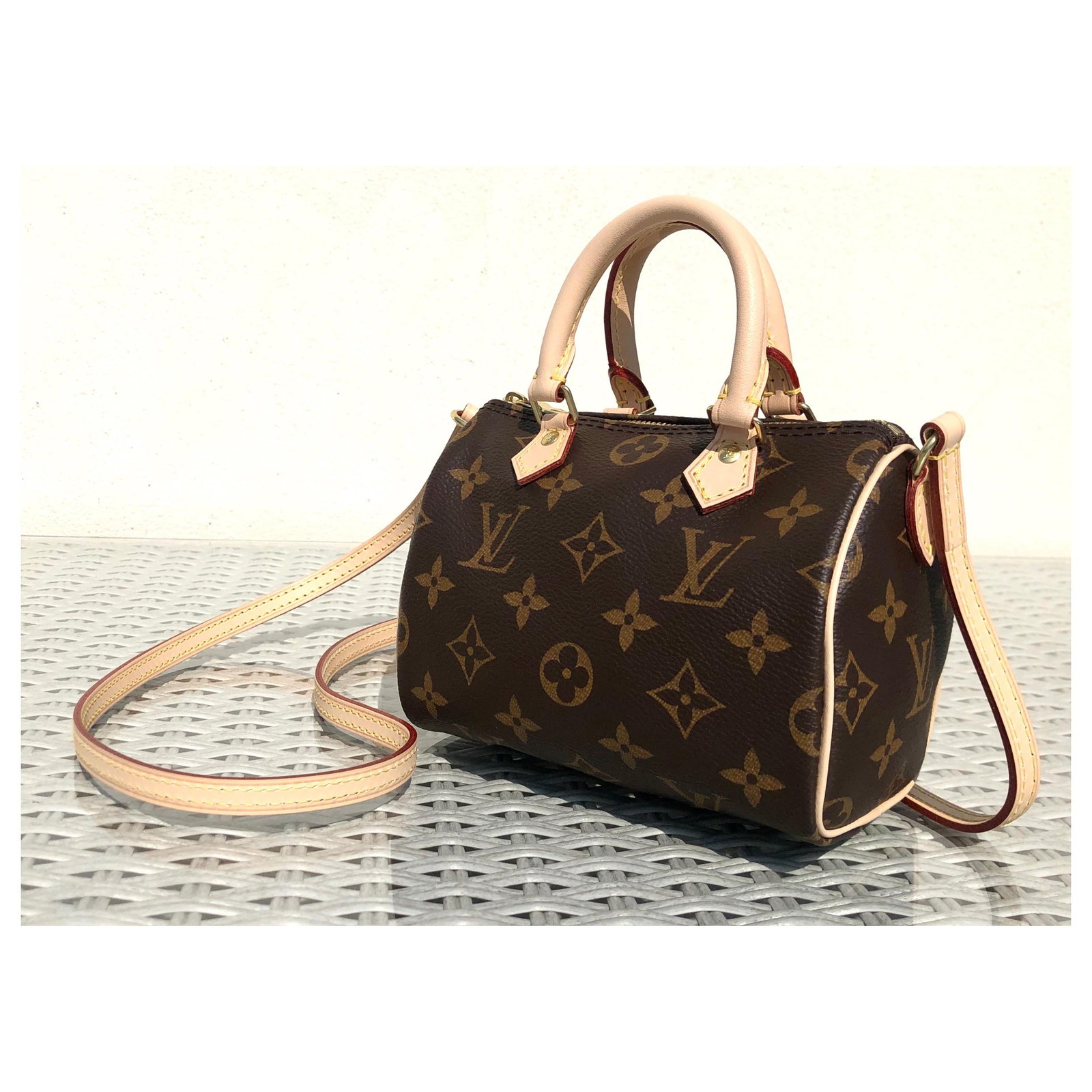 Speedy cloth handbag Louis Vuitton Brown in Cloth - 35675771