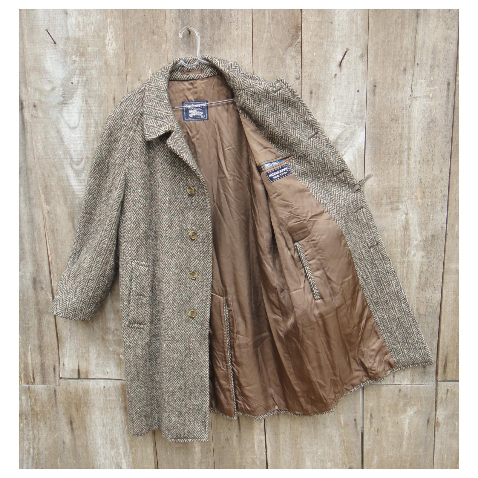 Burberry men's vintage coat in Irish Tweed t 54 Brown Wool ref