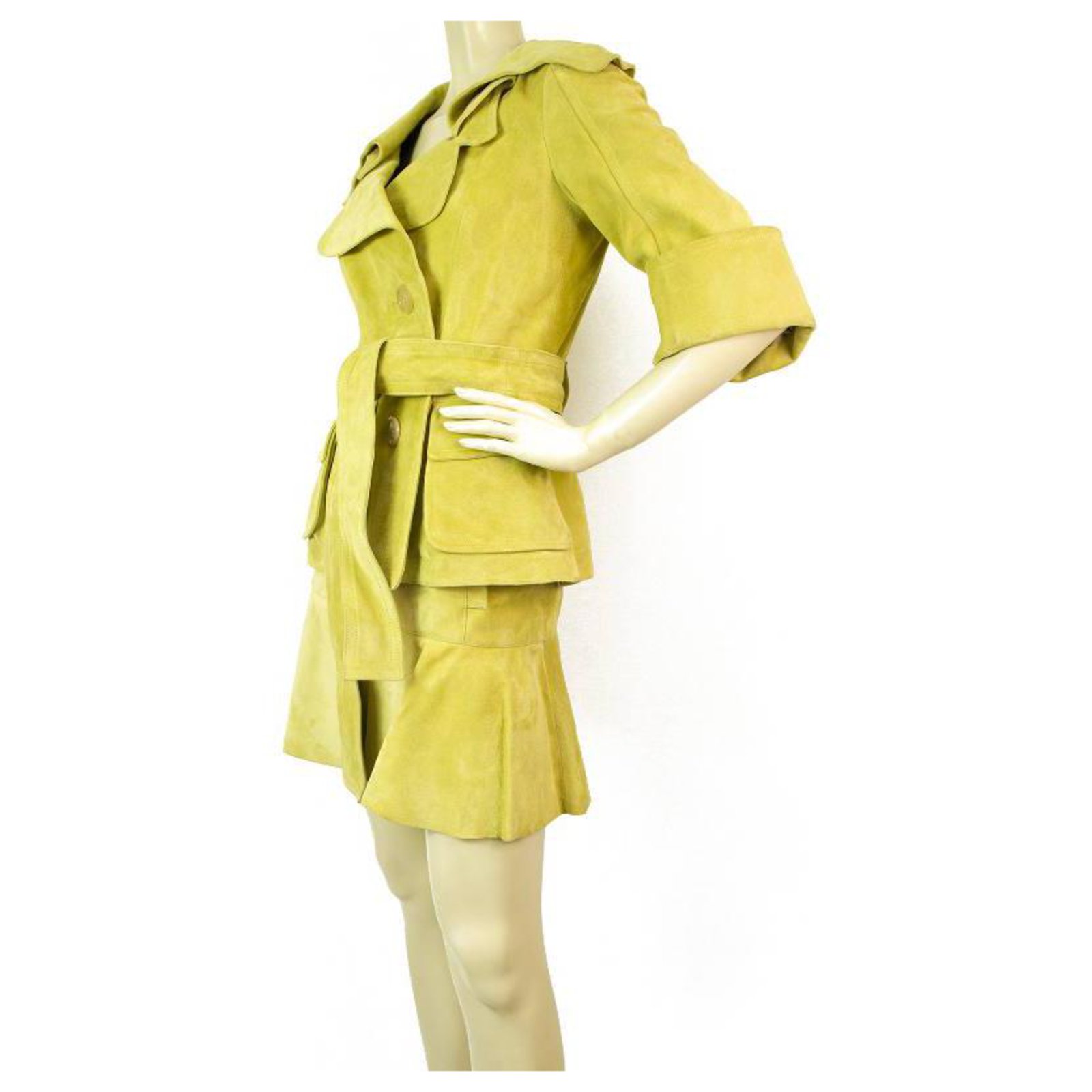 louis vuitton yellow jacket and skirt