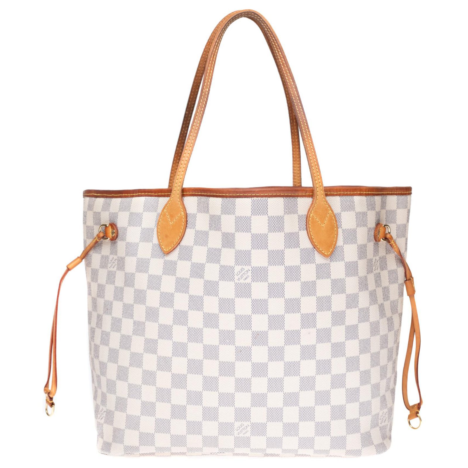 Louis Vuitton Neverfull MM in azur checkered coated canvas Beige