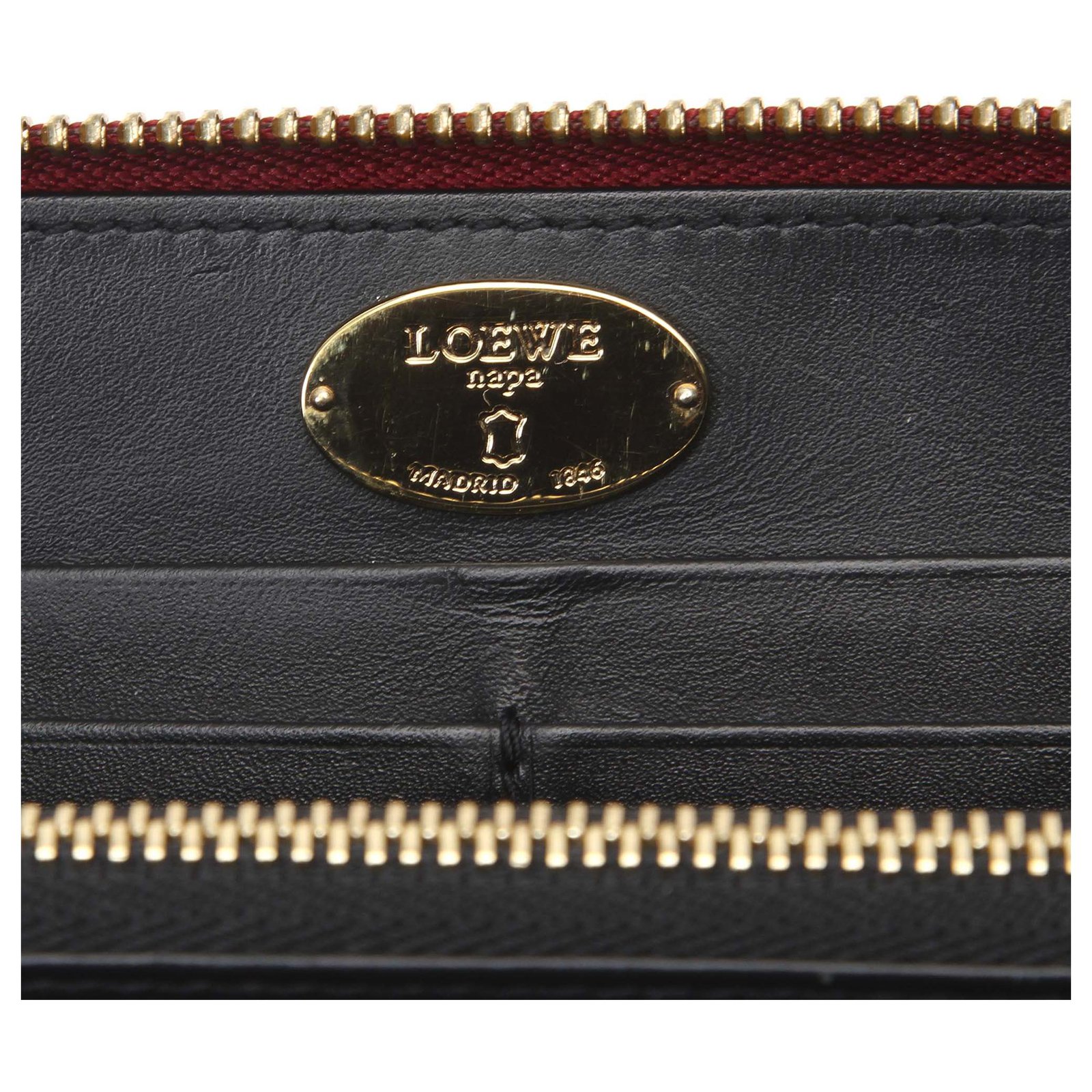 Loewe Red Leather Amazona Long Wallet Pony-style calfskin ref 