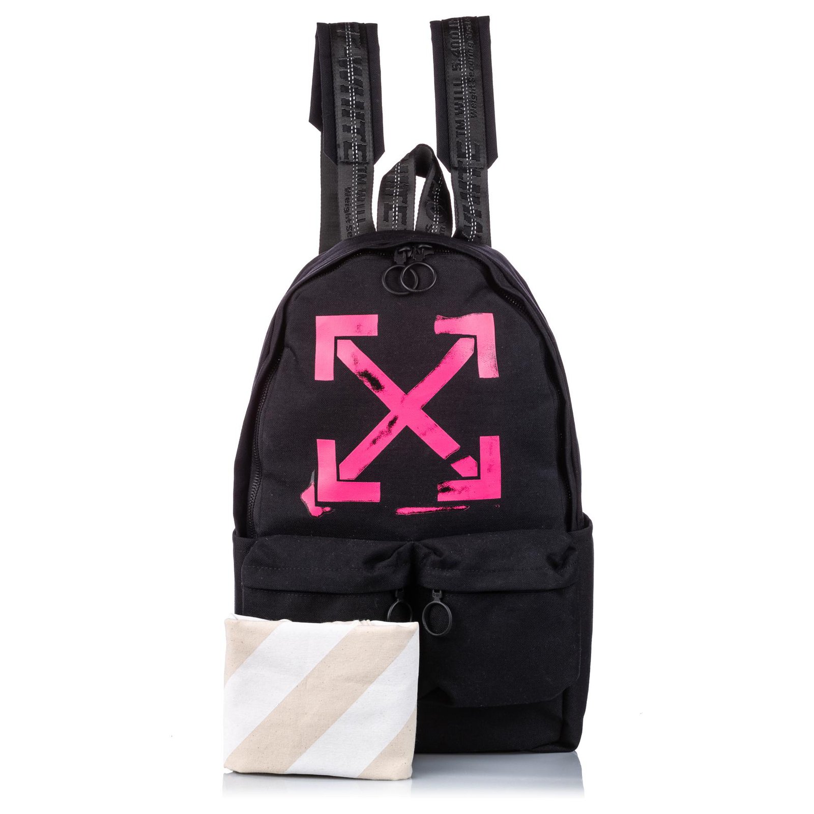 Off White Black Arrow Print Brushed Canvas Backpack Pink Cloth Cloth  ref.184527 - Joli Closet
