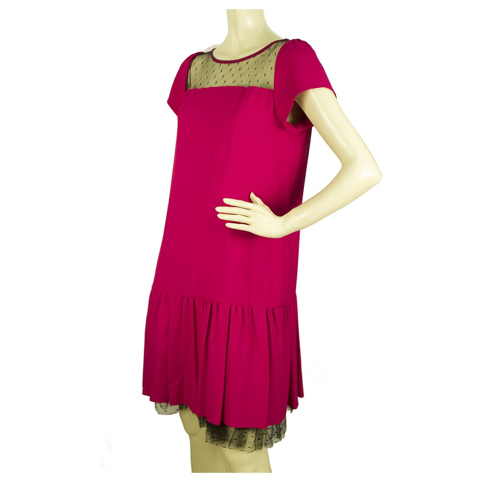 Robe Valentino Femme En Soie Noire - Taille 38/XS - Manches Courtes Avec Nœud - Occasion Excellent état