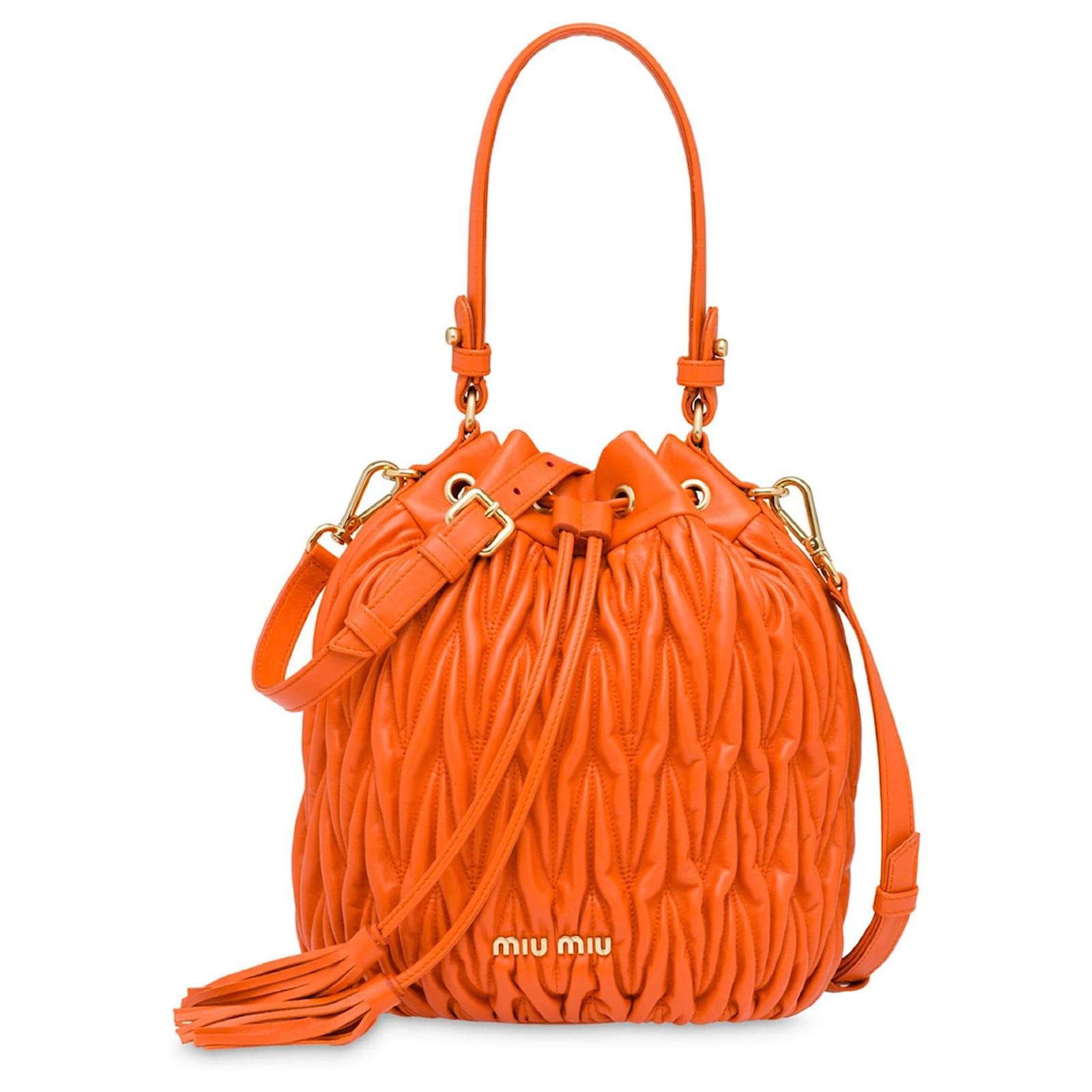 miu miu bucket bag Orange Leather ref.184840 Joli Closet