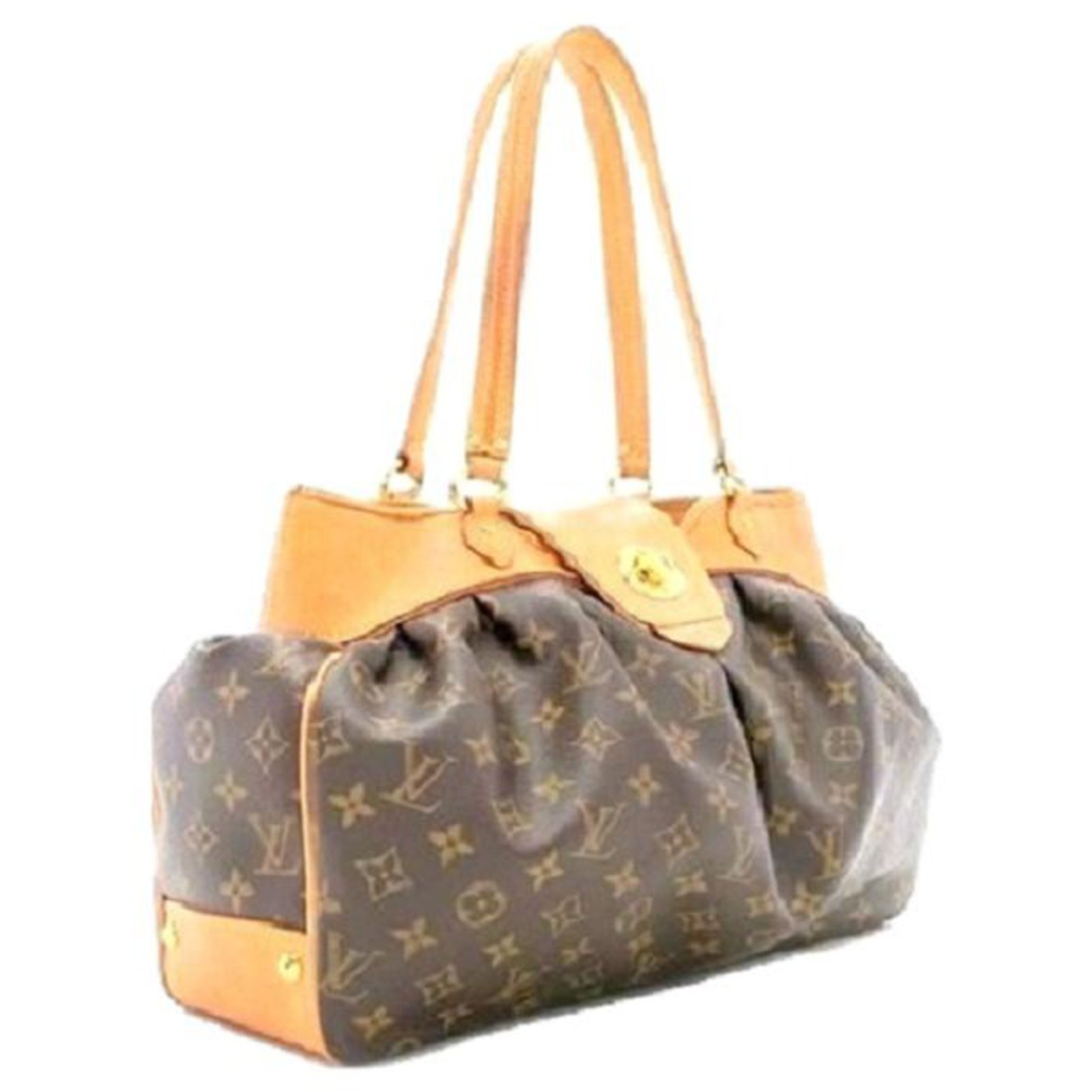 LOUIS VUITTON Boétie MM Monogram Brown Leather Cloth ref.185011