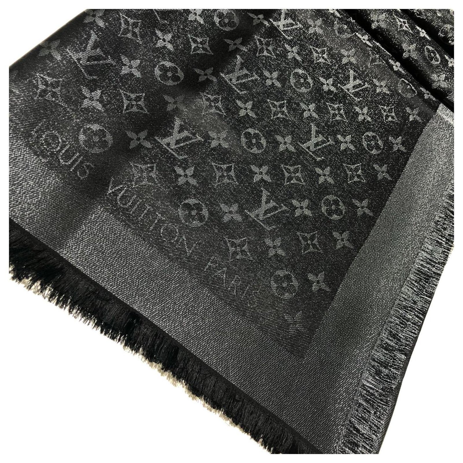 Louis Louise Louis Vuitton Monogram Shine Black Silk Wool Viscose