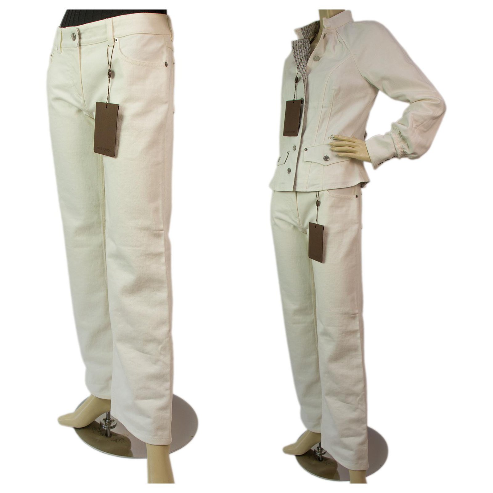 Louis Vuitton White Cotton Denim Jeans Jacket & Pants Trousers Set size 38  ref.185126 - Joli Closet