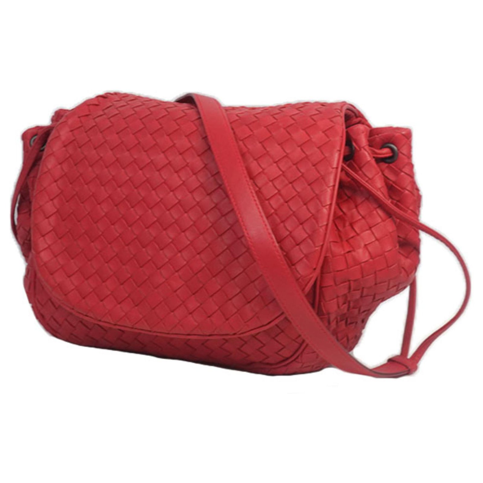 Bottega Veneta Red Intrecciato Flap Crossbody Bag