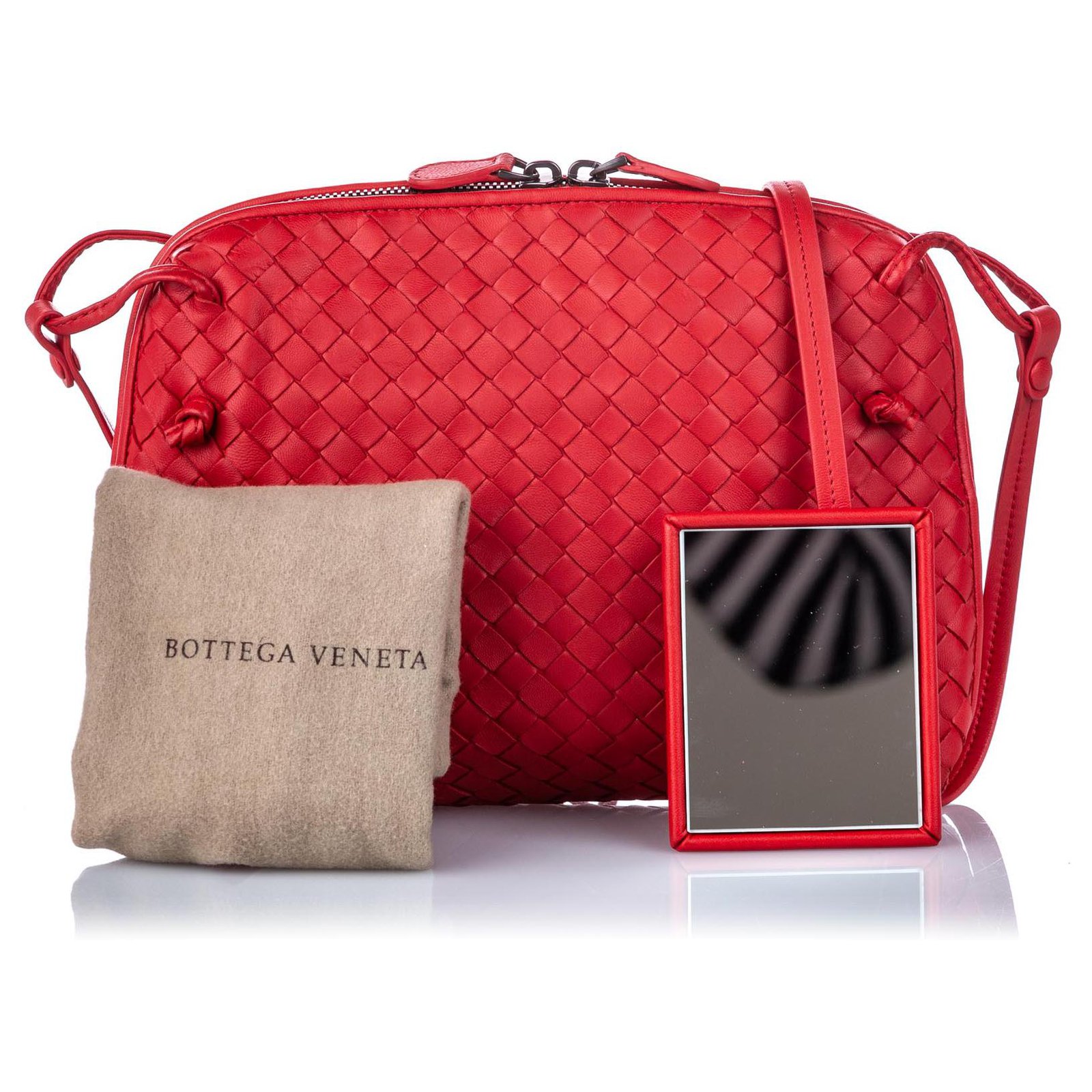 Bottega Veneta Intrecciato Leather Mules Red ref.503036 - Joli Closet